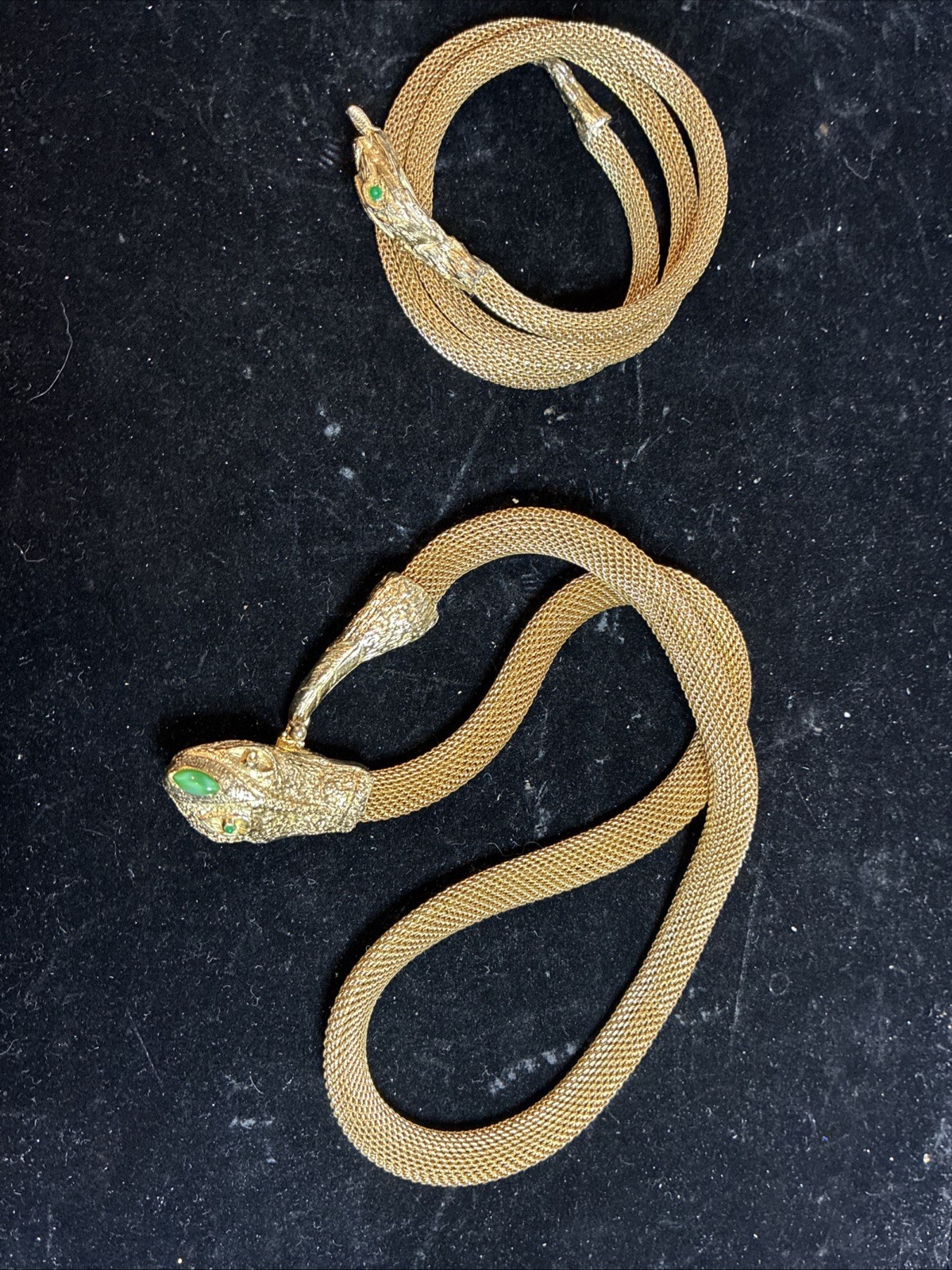 Hobe Vintage Gold Tone Snake Necklace And Bracelet With Green Eyes. Missing Eye. Hobe Vintage Gold Tone Snake Necklace And Bracelet With Green Eyes. Missing Eye.