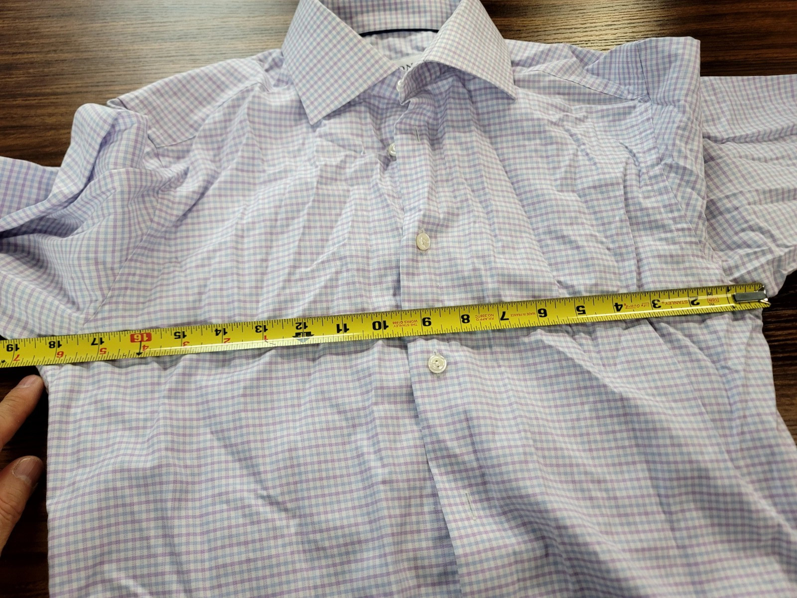 Eton Dress Shirt Mens 15 white, purple blue dress shirt Slim Fit