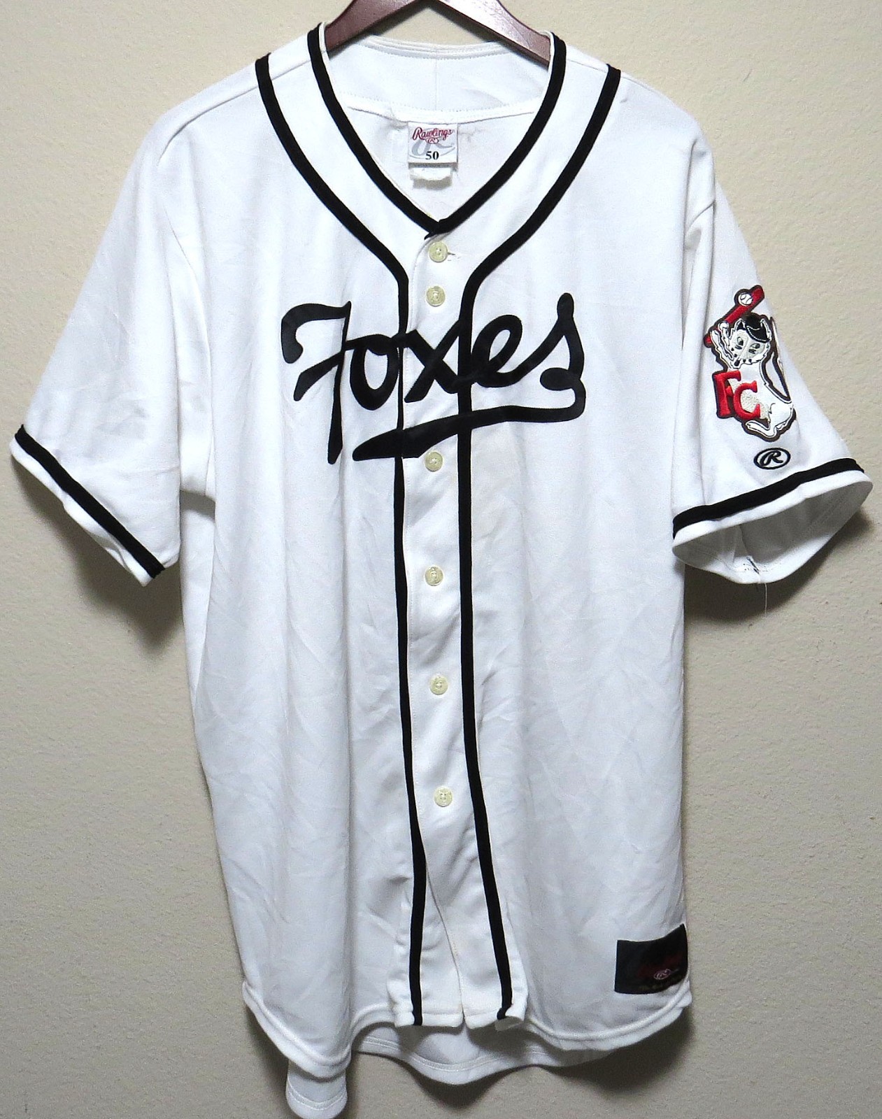 vtg Rawlings FOX CITIES FOXES #7 Baseball Jersey sz 50 Throwback Wisconsin 2000s