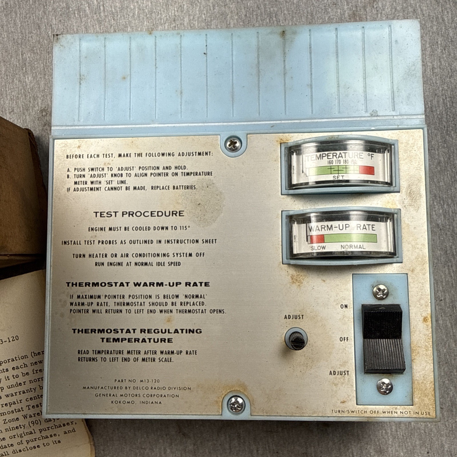VTG DELCO M13-120 THERMOSTAT TESTER TOOL DELCO RADIO DIVISION GM UNTESTED