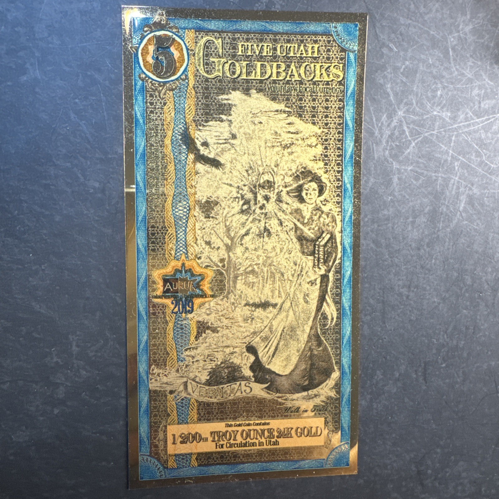 Error 2019 Utah 5 Goldback *FIRST EVER ISSUE* Inverted SN Rare