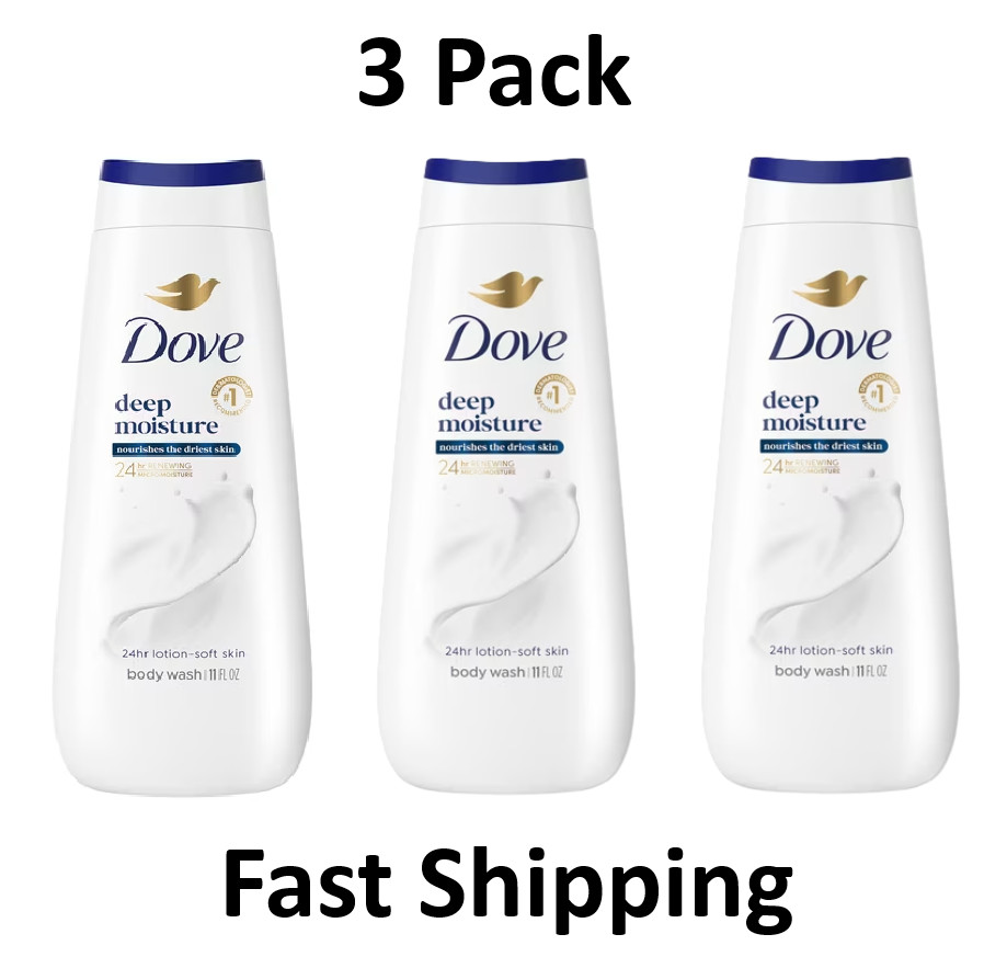 Dove Body Wash for Women Nourishing Deep Moisture Cleanser All Skin, 11 oz 3Pack