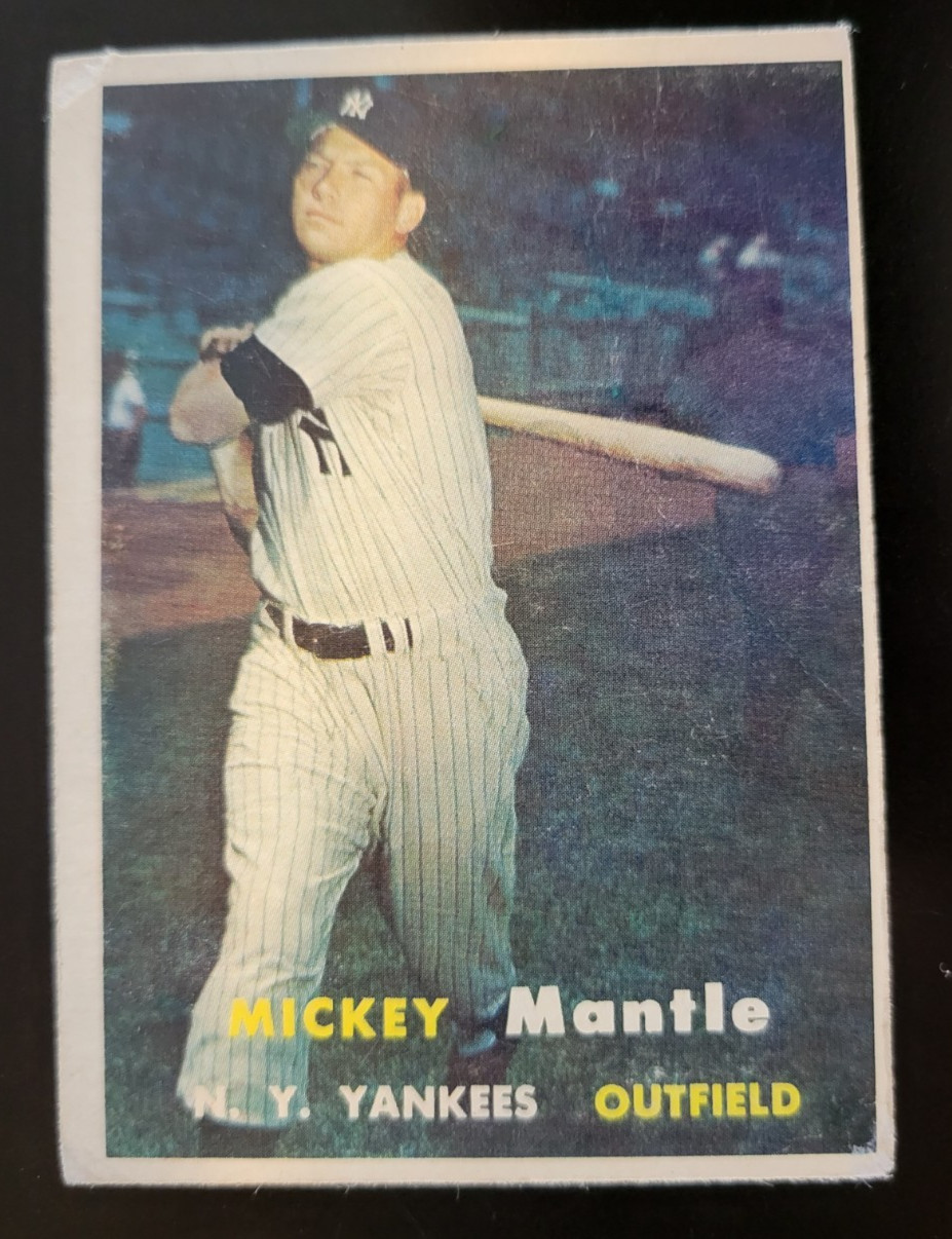 1957 TOPPS MICKEY MANTLE #95-NY YANKEES HOFer PSA CERT #161026891 MINSIZERQ