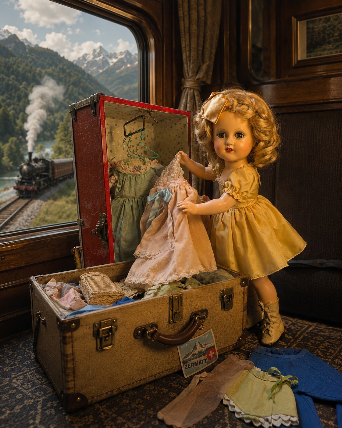 RARE Madame Alexander Sonja Henie Composite Skater 1930s Doll and Travel Case
