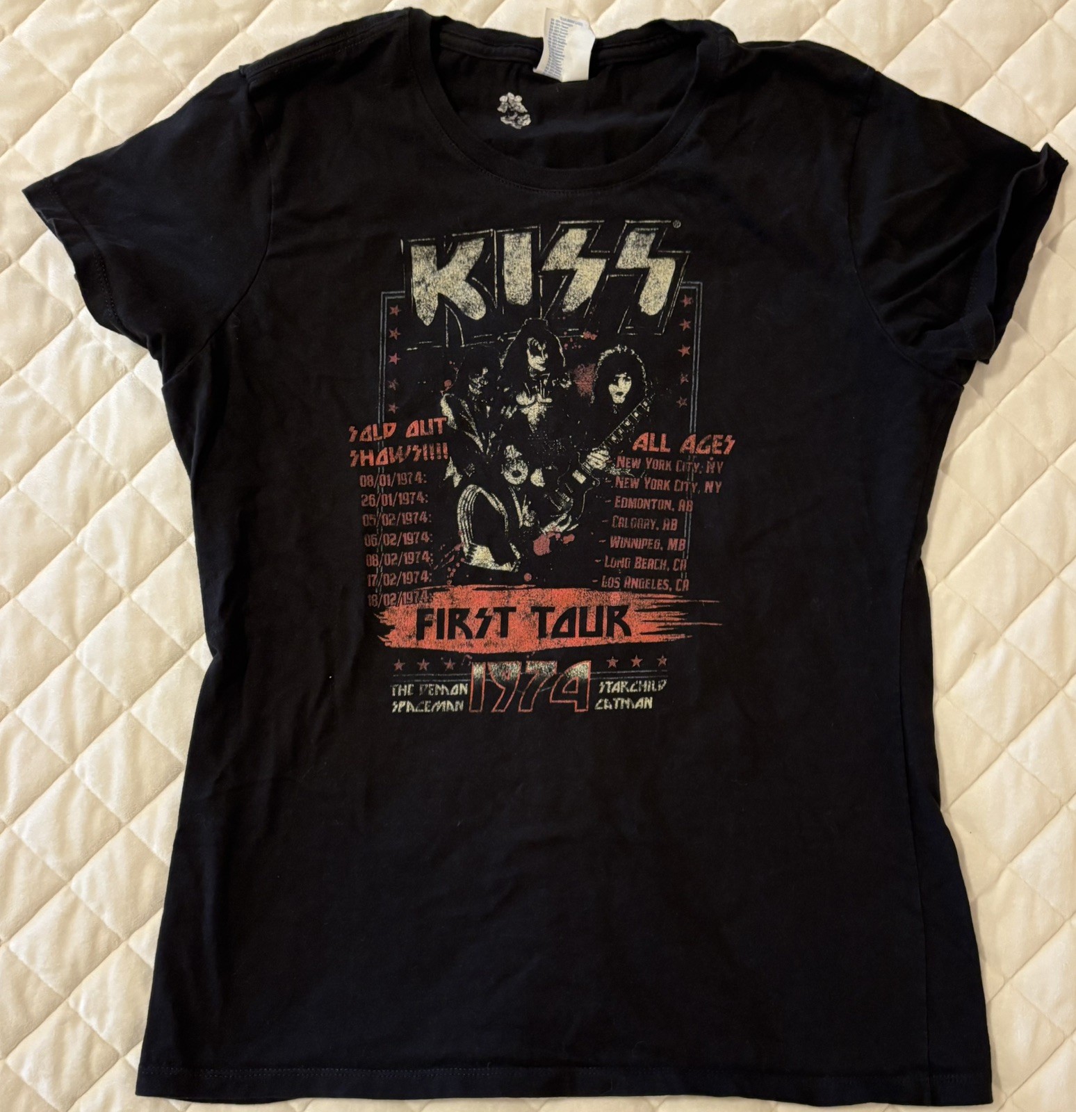 Vintage Kiss 1974 First Tour T Shirt, Small
