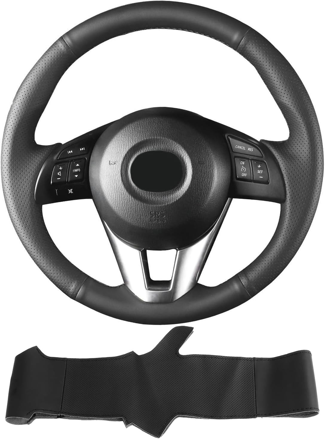 Hand Sewn Microfiber Leather Steering Wheel Cover for Mazda 3 2014-2016, Mazda 6