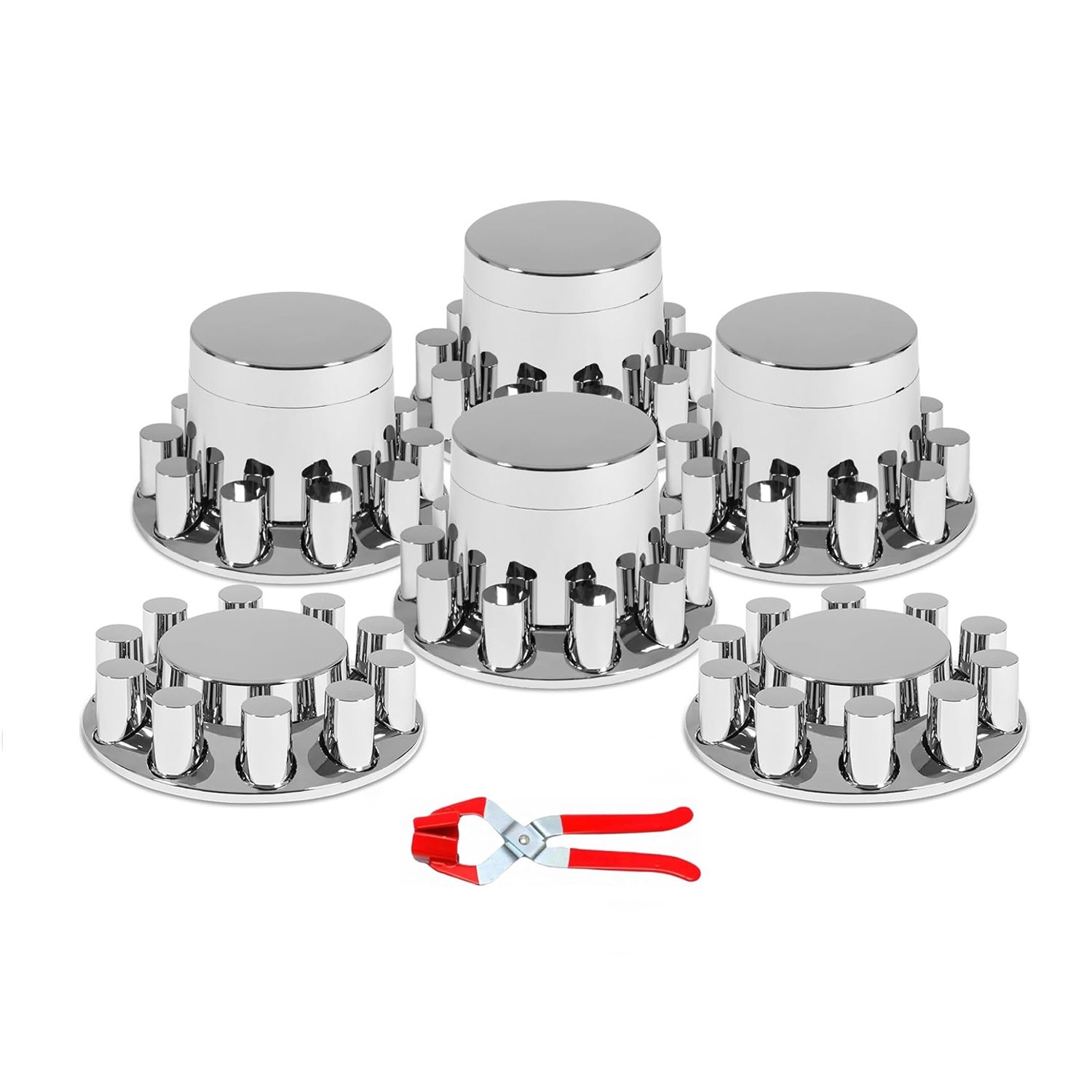 Chrome Flat Top Axle Covers Hub Cover Kit for Semi Truck 33mm Lug Nut Cover