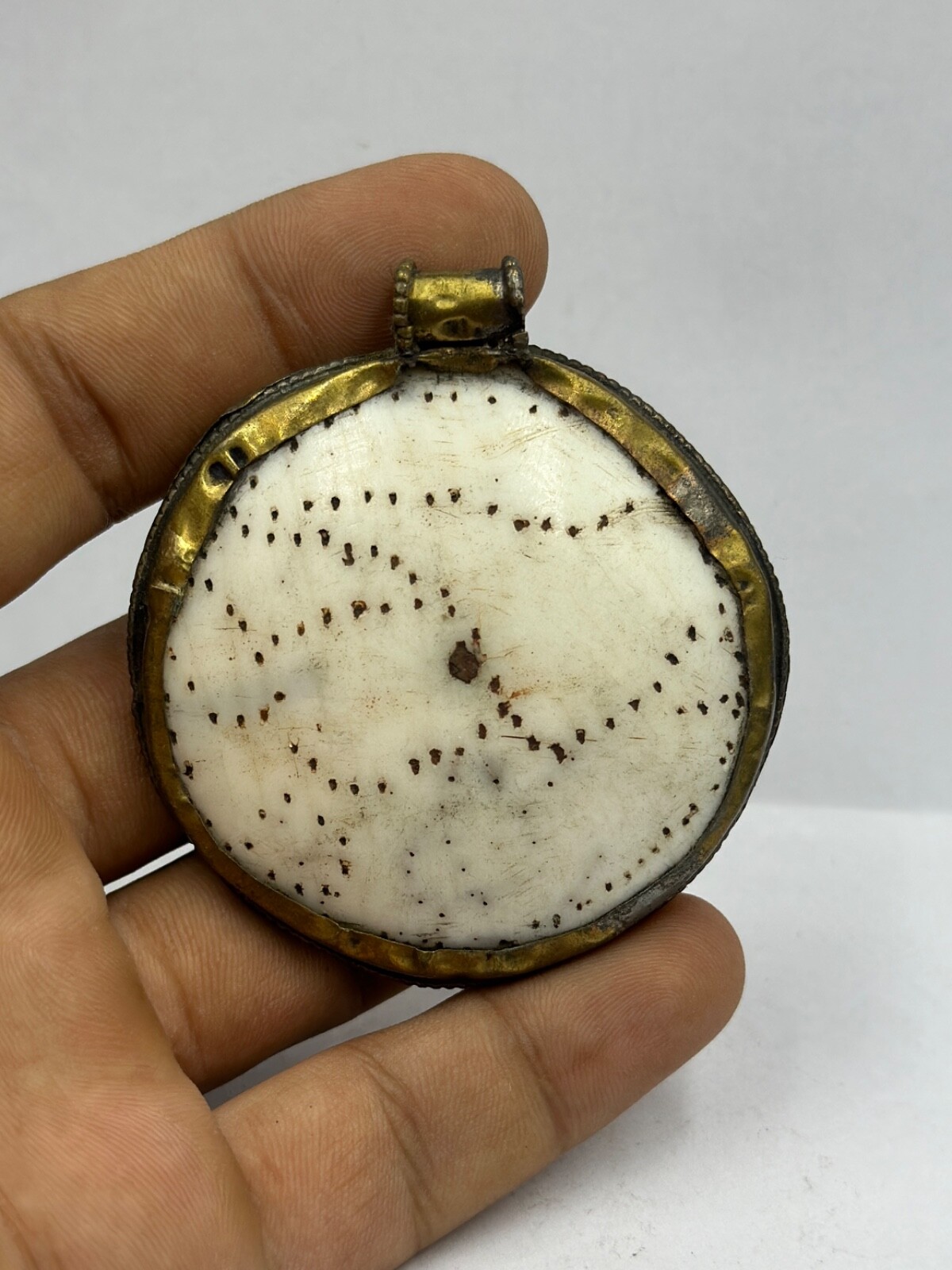 Antique Ancient near eastern old vintage shell with brass pendant Antique Ancient near eastern old vintage shell with brass pendant