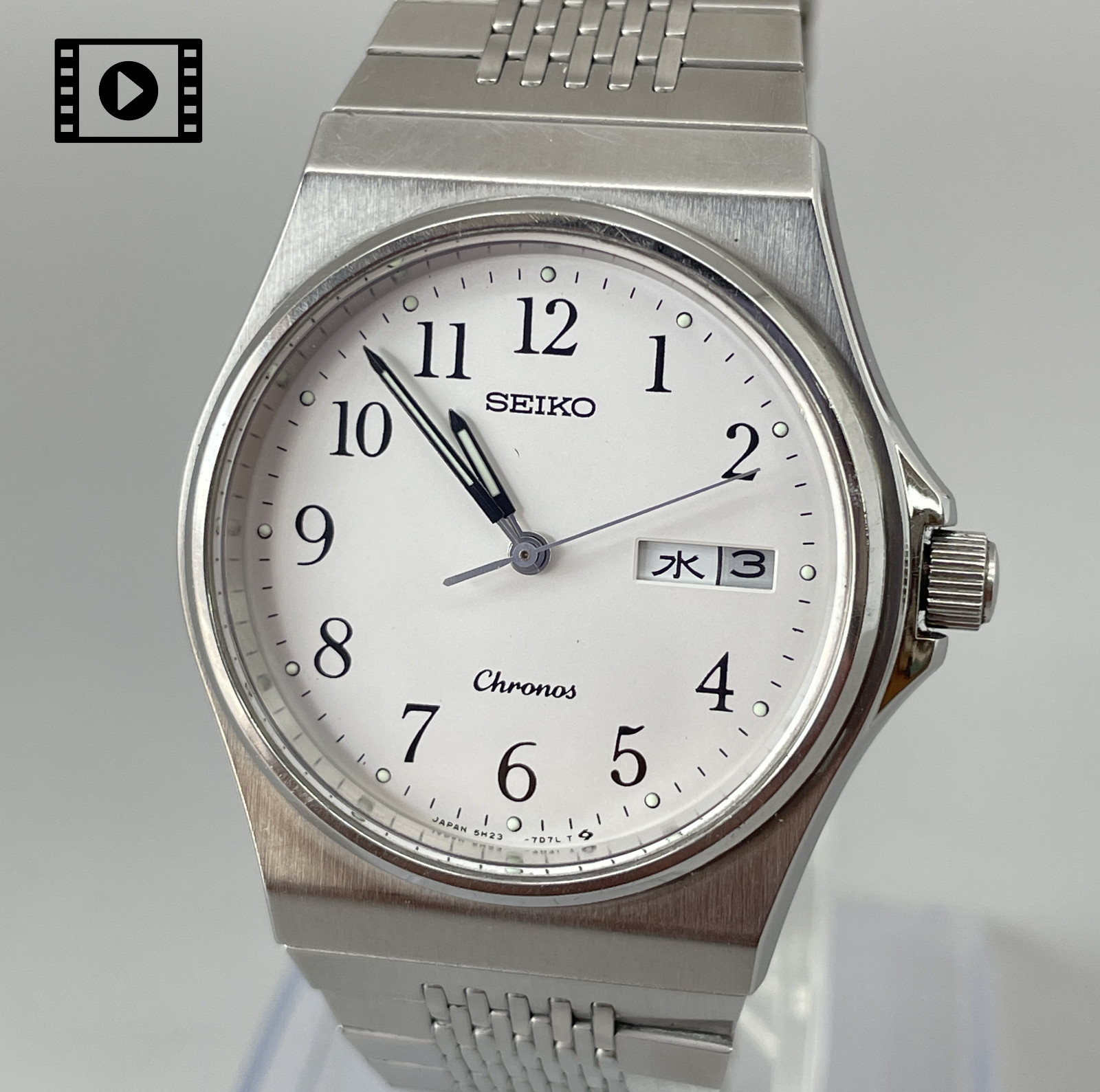Seiko Chronos 5H23-7D20 DayDate [US Stock] Vintage 1988 Mens Watch Quartz N.Mint