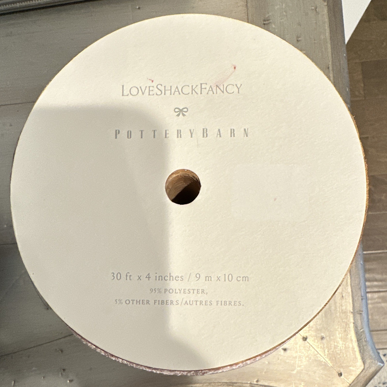Pottery Barn LoveShackFancy Pink Wire-Edged Polyester Ribbon Spool 4in x 30ft Pottery Barn LoveShackFancy Pink Wire-Edged Polyester Ribbon Spool 4in x 30ft
