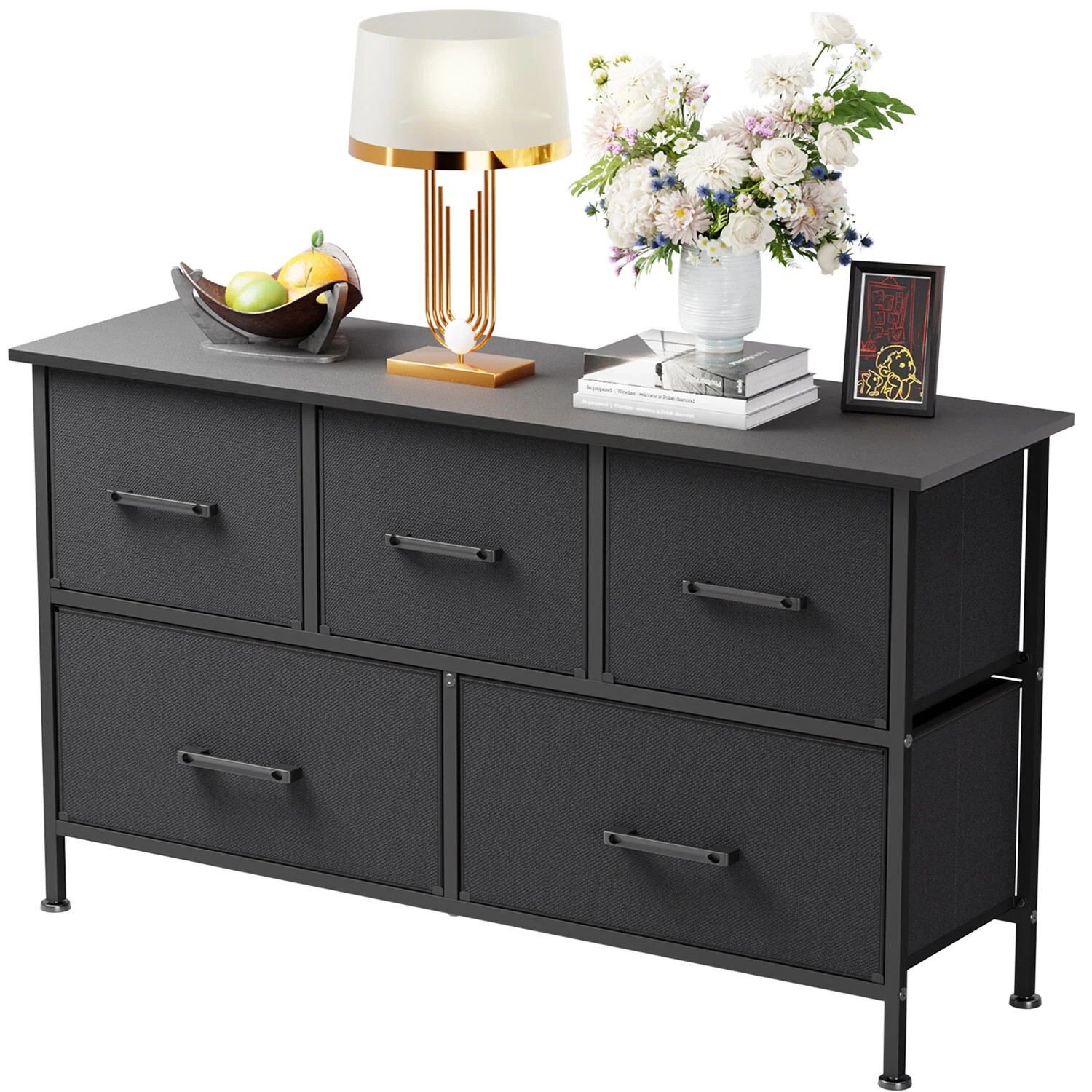 5-8-9-Drawer Fabric Dresser,Sturdy Storage Tower Dresser for Bedroom Metal Frame