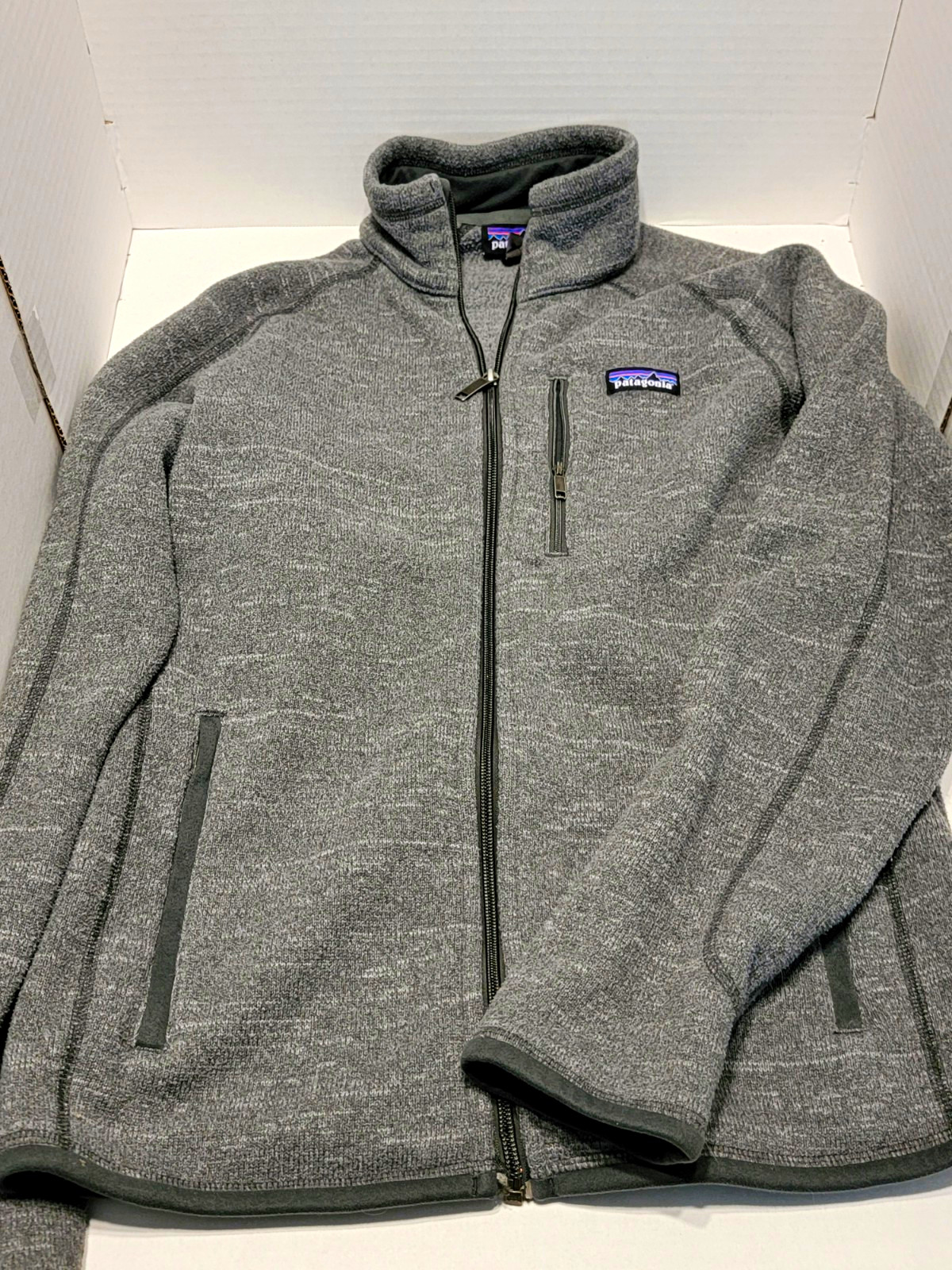 Patagonia Men\'s Full Zip Jacket w/ Zipped Pockets Gray Size S Stand-Up