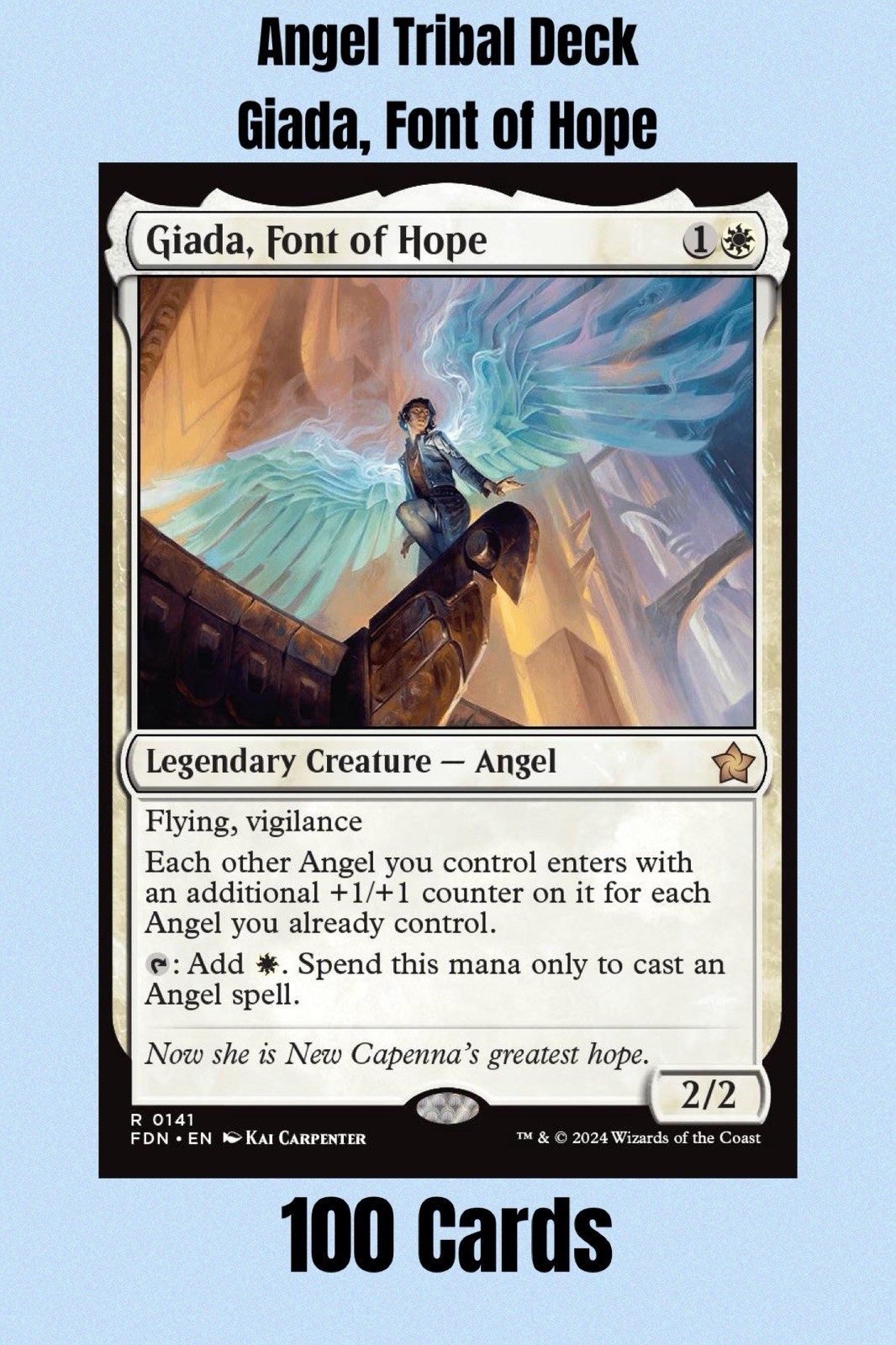 Angel Tribal Commander Deck Giada Font of Hope Magic MTG EDH Mono White 100 Card