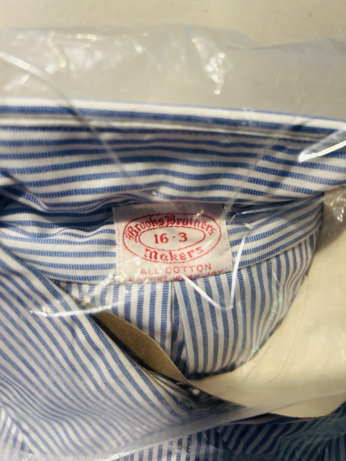Vintage c.1971 New In Package, Brooks Brothers Button Down Blue And White Stripe Vintage c.1971 New In Package, Brooks Brothers Button Down Blue And White Stripe