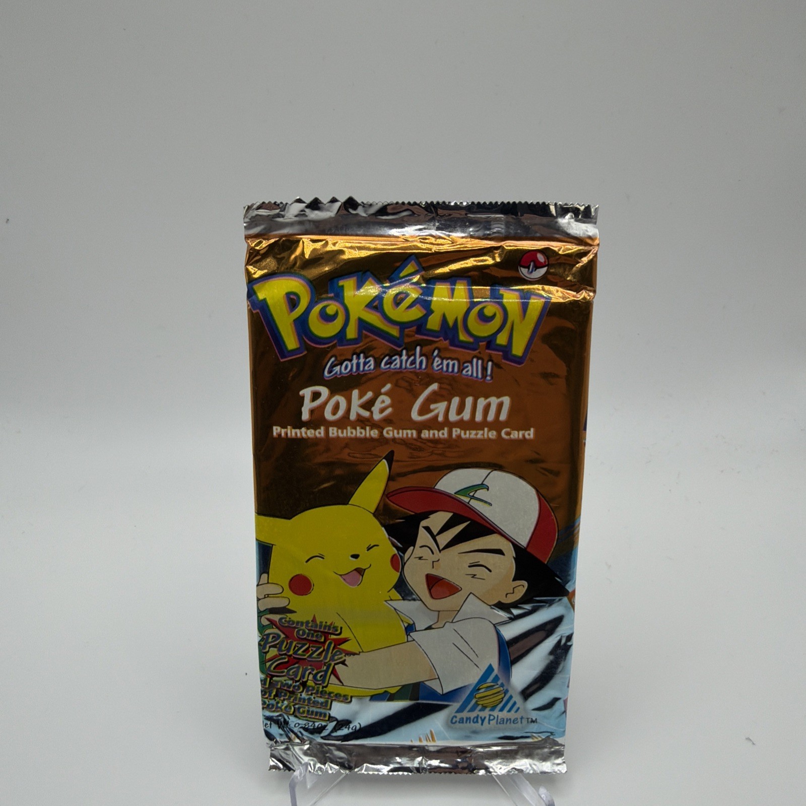 1999 Pokemon Poke Gum Sealed Pack Candy Planet Pikachu & Ash - J