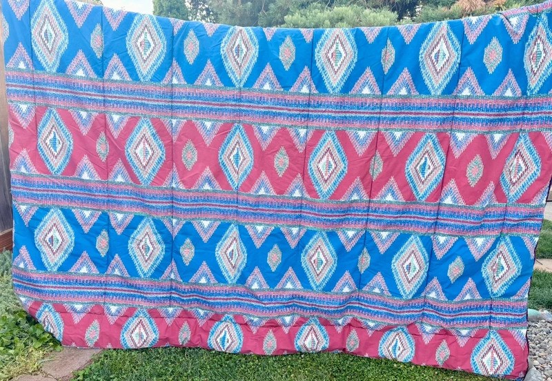 Vintage Reversible Queen Comforter Southwestern Aztec Boho Cottage Bedding