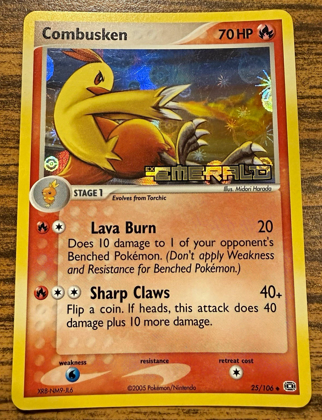 2005 Pokemon Combusken 25/106 EX Emerald Stamped Reverse Holo NM