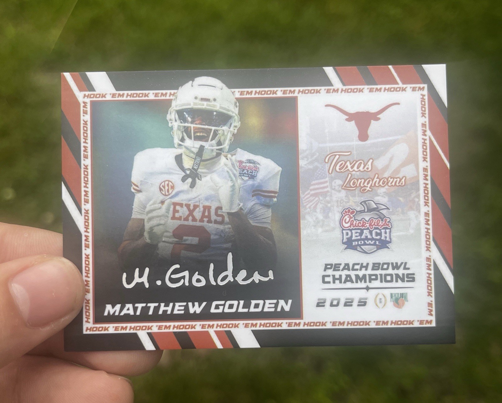 Matthew Golden Football Card Texas Longhorns CFP Peach Bowl SP Holo Auto Matthew Golden Football Card Texas Longhorns CFP Peach Bowl SP Holo Auto