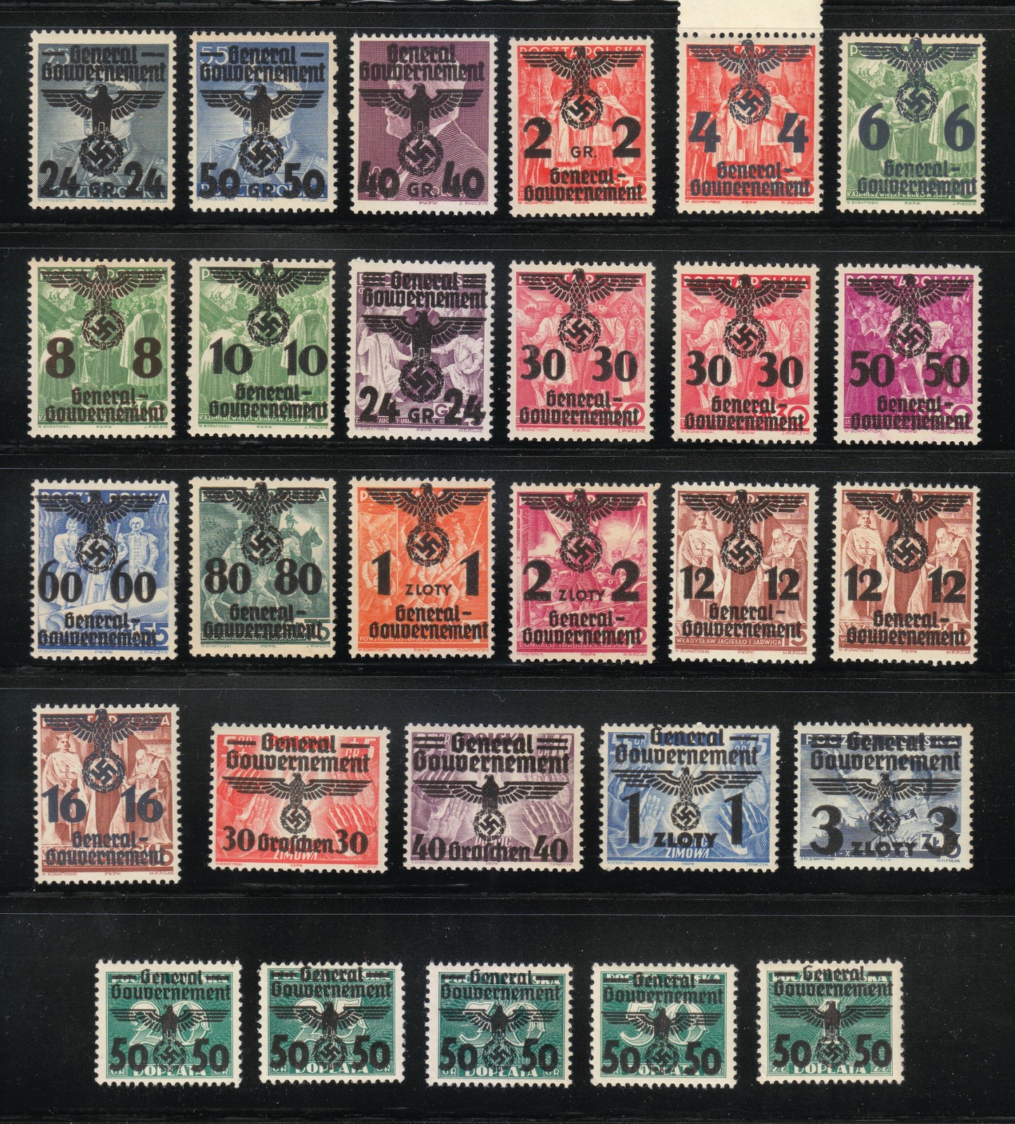 Poland Post Osten variety 1940 Mi 14-39 (23-23 I )(33 I-33 II) Sc N30-N55 WW2 **