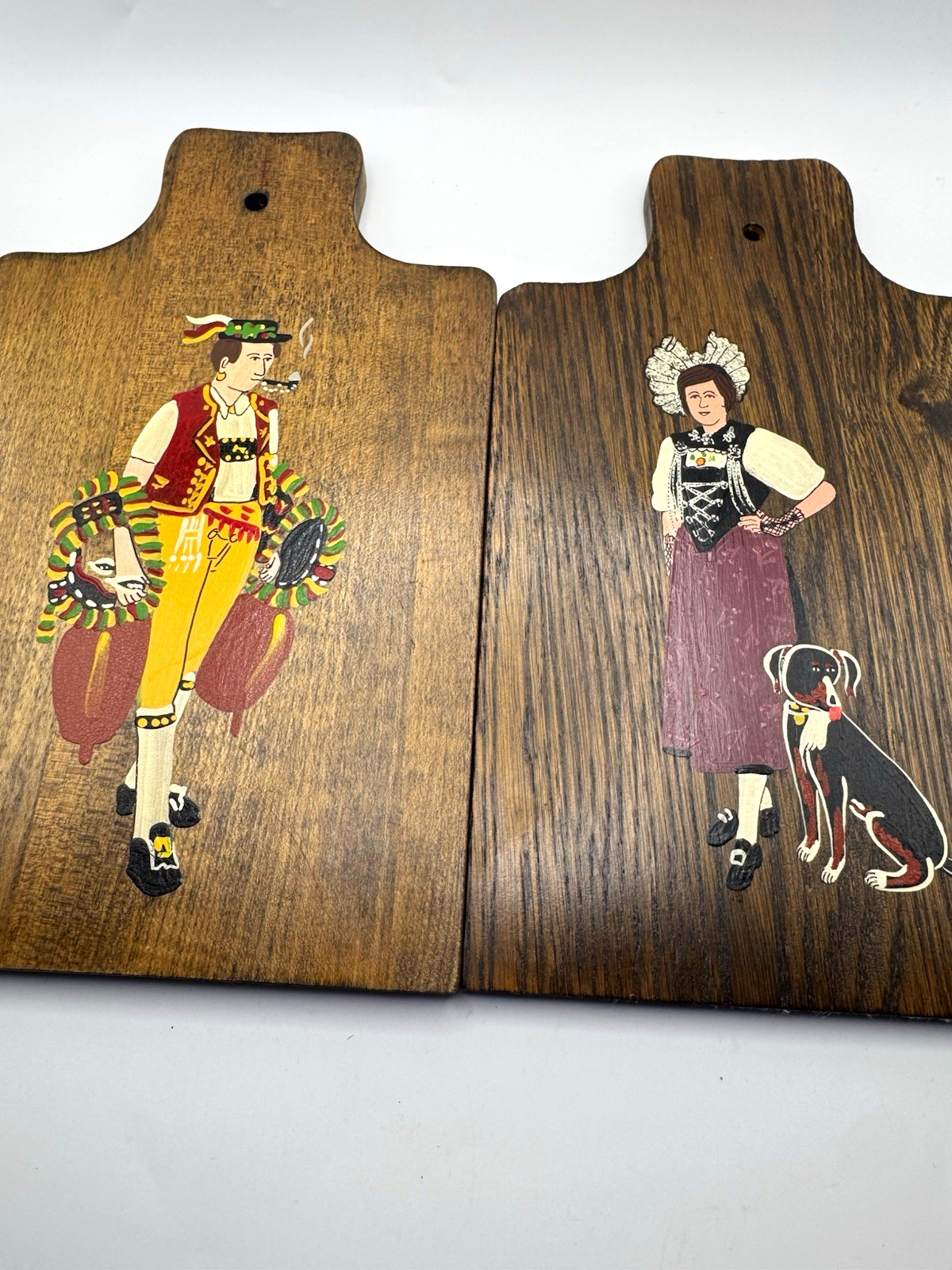 pair of mid-to-late 20th-century vintage Swiss  folk art cutting boards