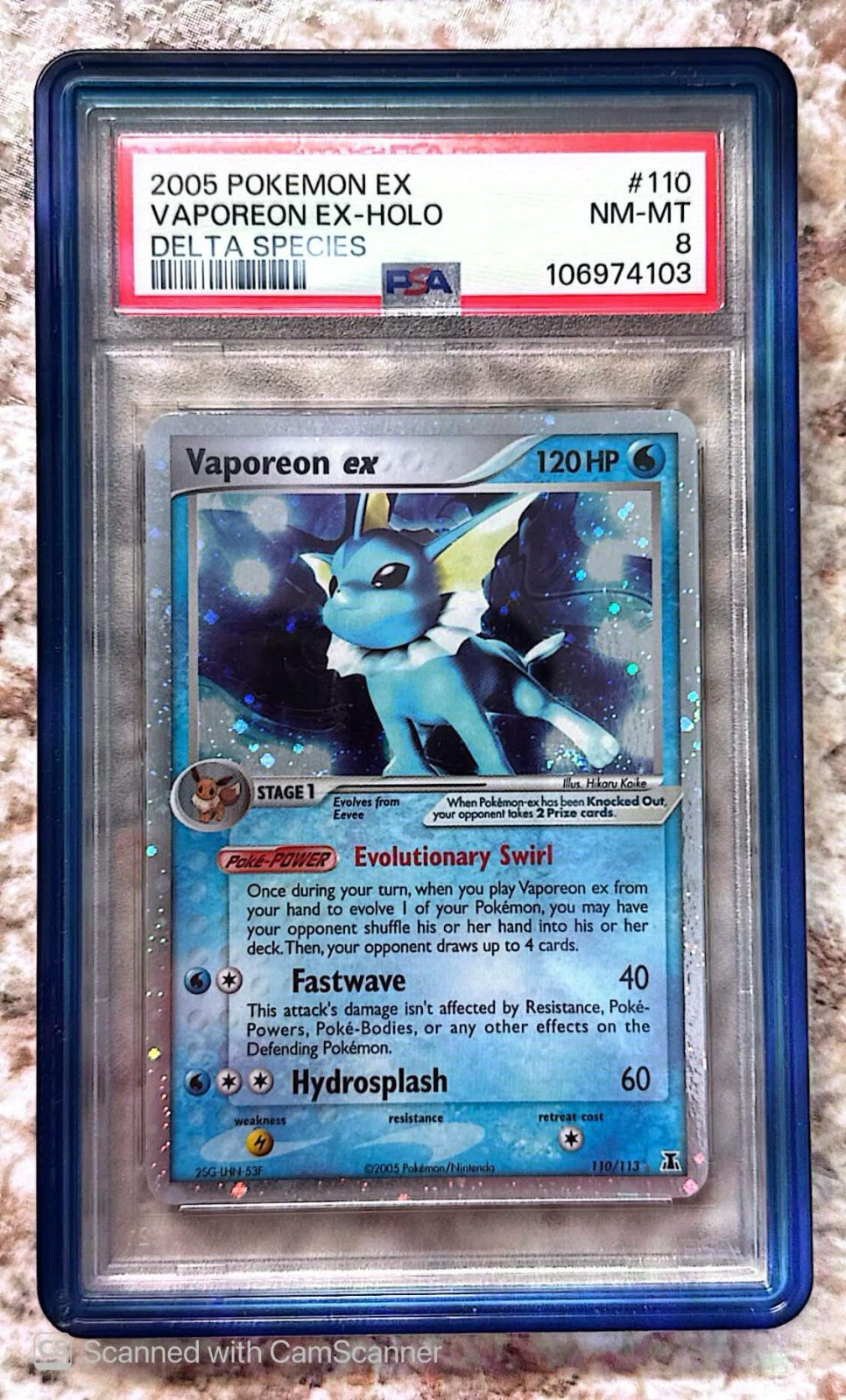 2005 POKEMON EX DELTA SPECIES #110 VAPOREON EX-HOLO PSA 8 MINT (NEW CERT) 2005 POKEMON EX DELTA SPECIES #110 VAPOREON EX-HOLO PSA 8 MINT (NEW CERT)