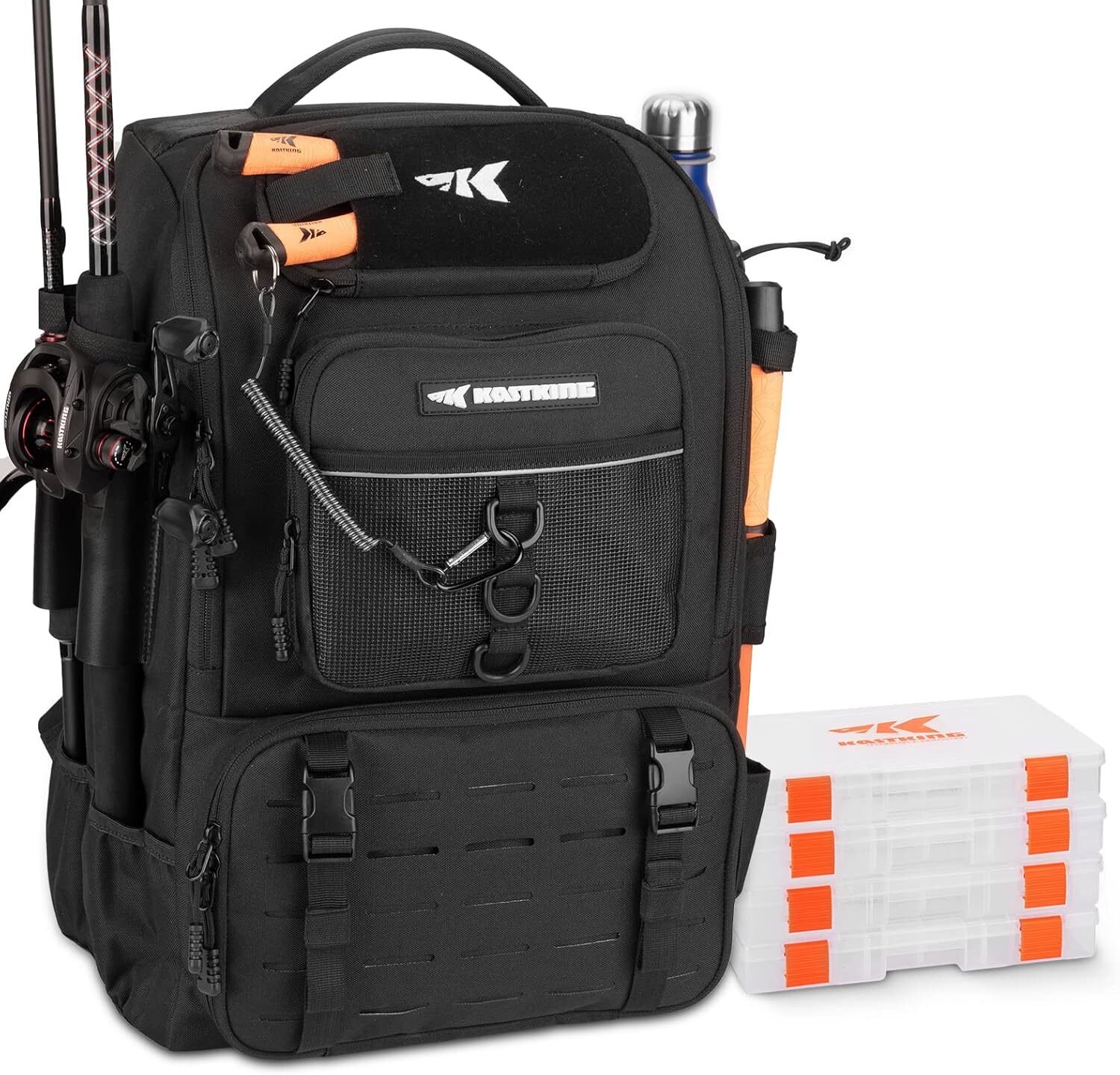KastKing Karryall Fishing Tackle Bag With Rod Holder 4 Tackle Boxes 40L Backpack