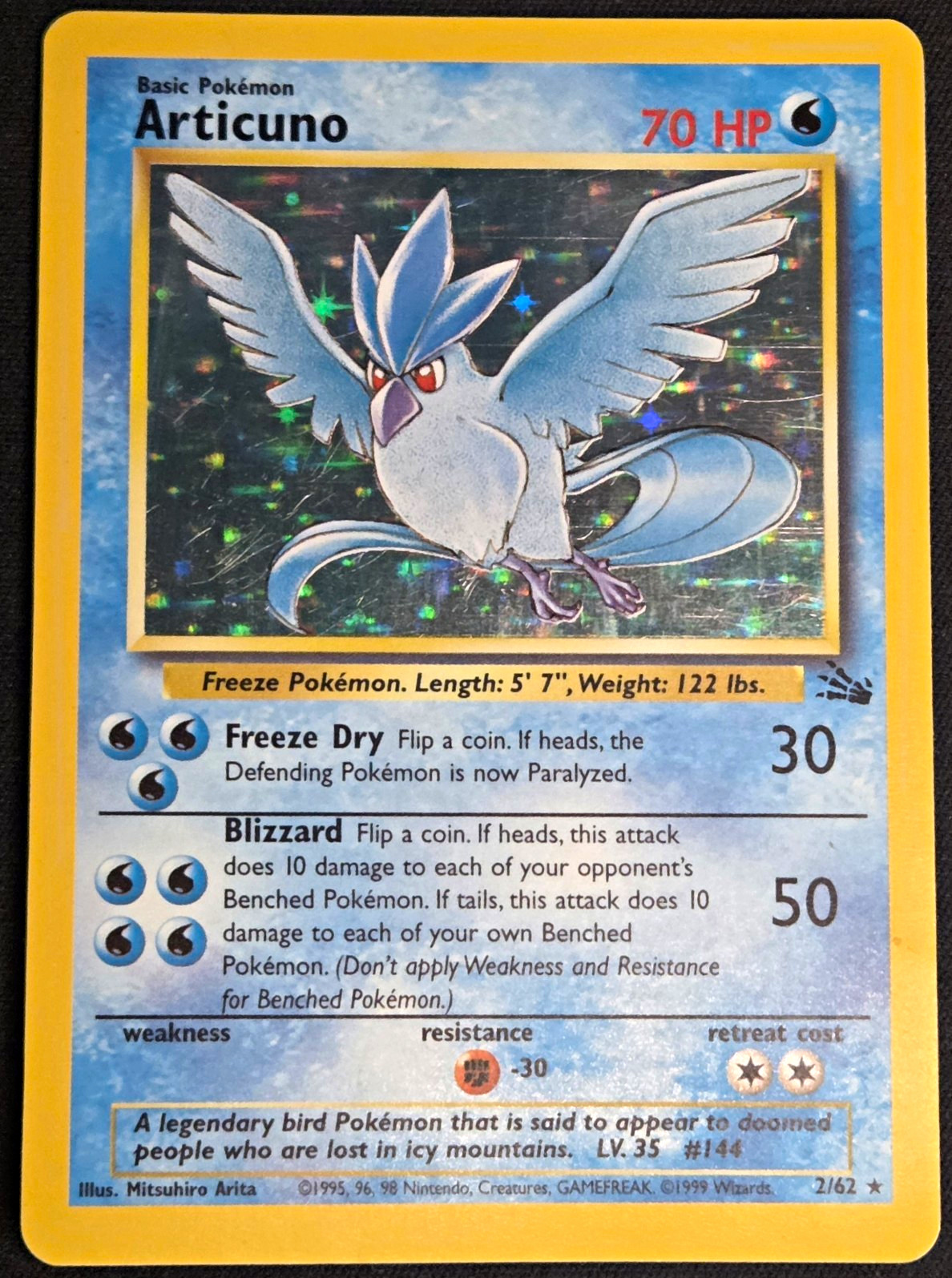 Articuno 2 Fossil Unlimited Holofoil LP/MP Pokemon TCG Card MP/HP