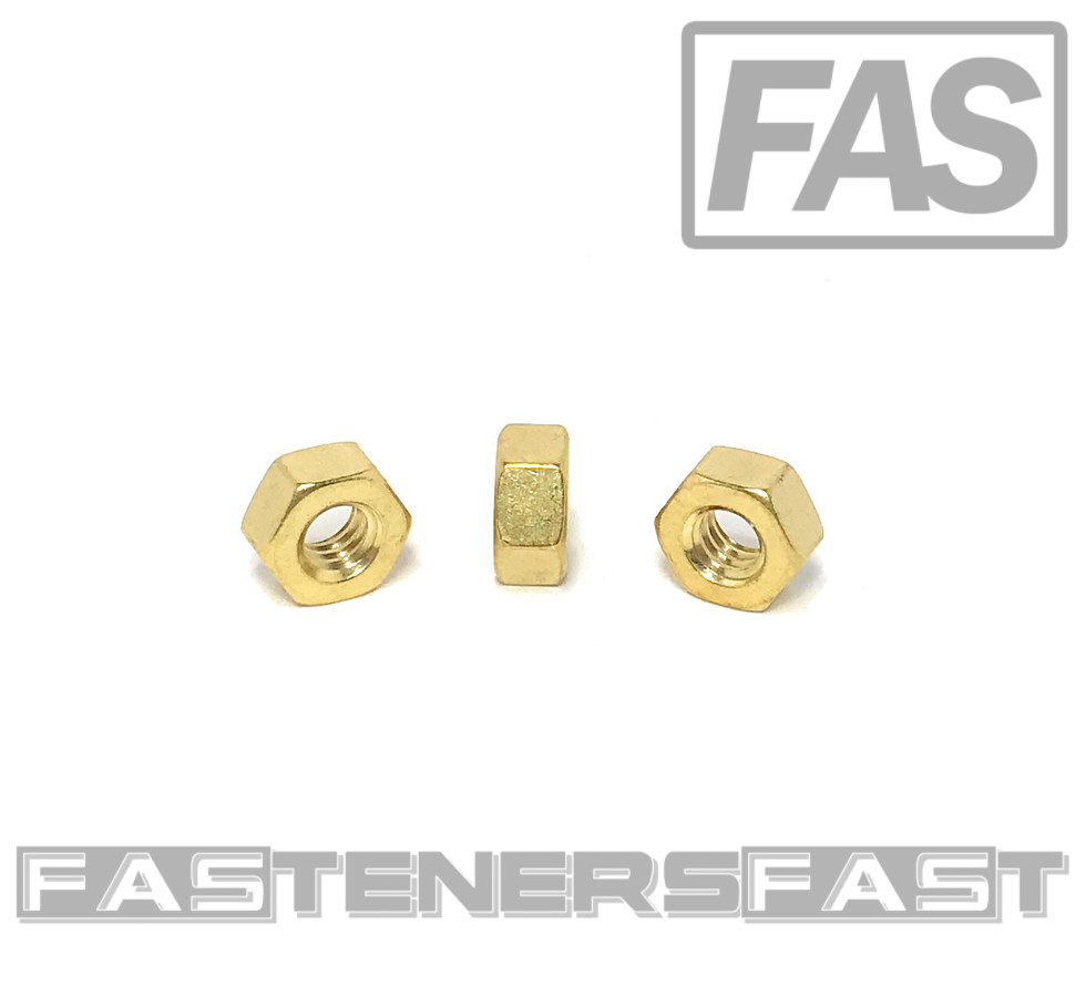 (50) 1/4-20 Brass Finished Hex Nuts - Solid Brass (50 Pieces)