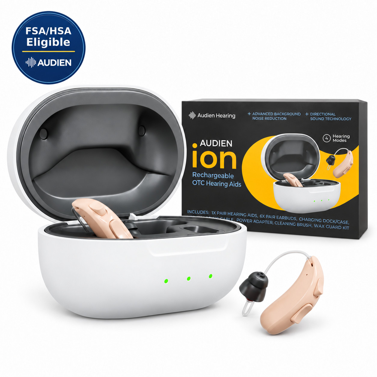 Audien ION Over the Counter Hearing Aid Rechargeable BTE Certified Refurbished