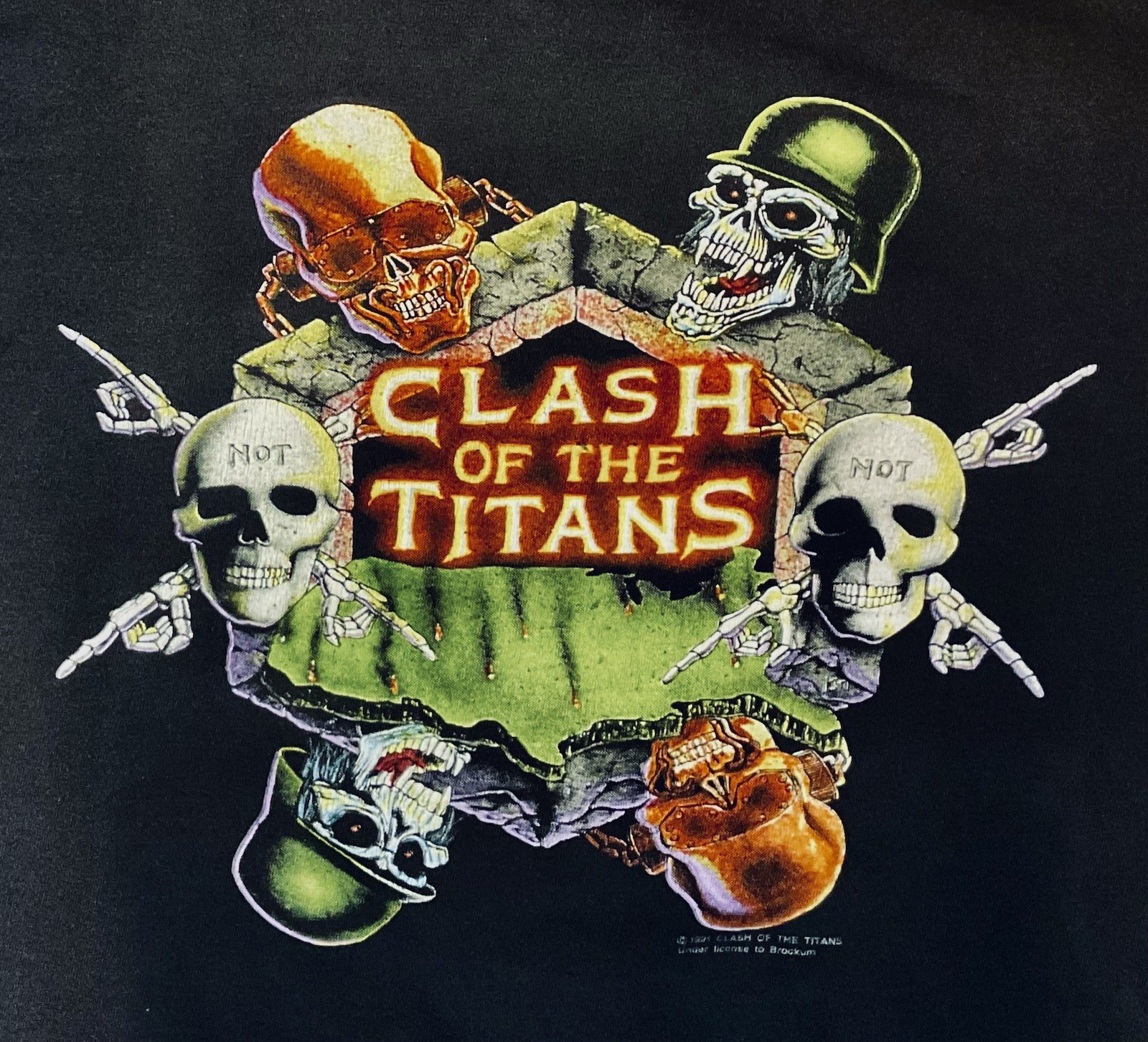 CLASH OF THE TITANS Vintage 1991 North American Tour Tshirt Size XL BLACK
