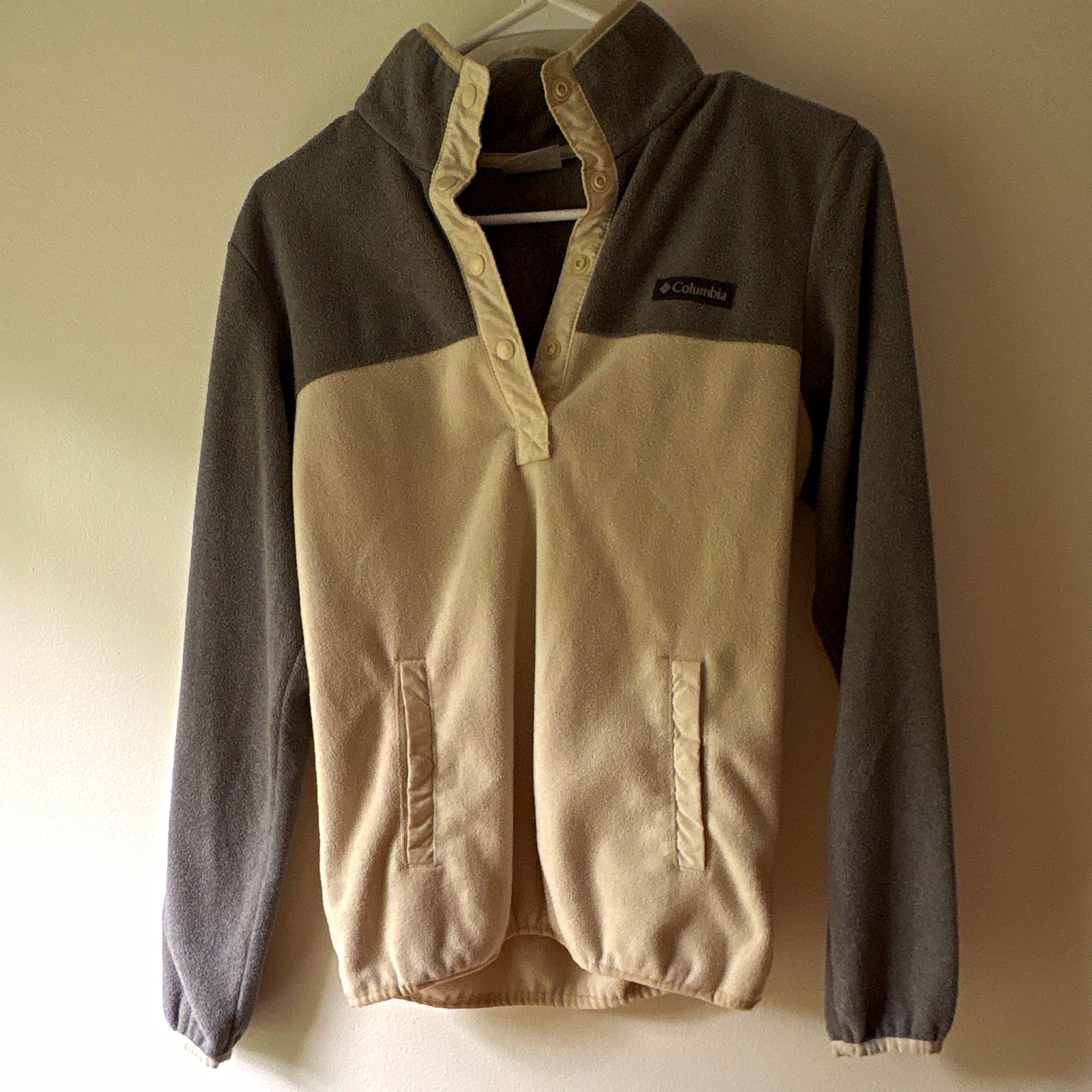 Columbia Womens XS Colorblock Fleece Pullover Sweatshirt Mock Neck Pockets