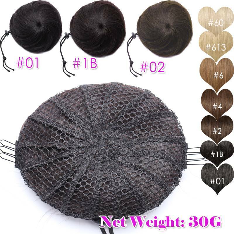Russian 100% Real Human Hair Messy Bun Updo Style Extensions Brown Blonde Black