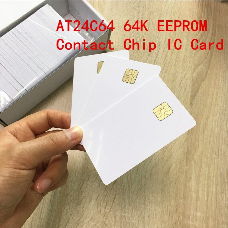 5PCS LOT AT24C64 Big chip 64k EEPROM White Printable Contact Chip PVC Card