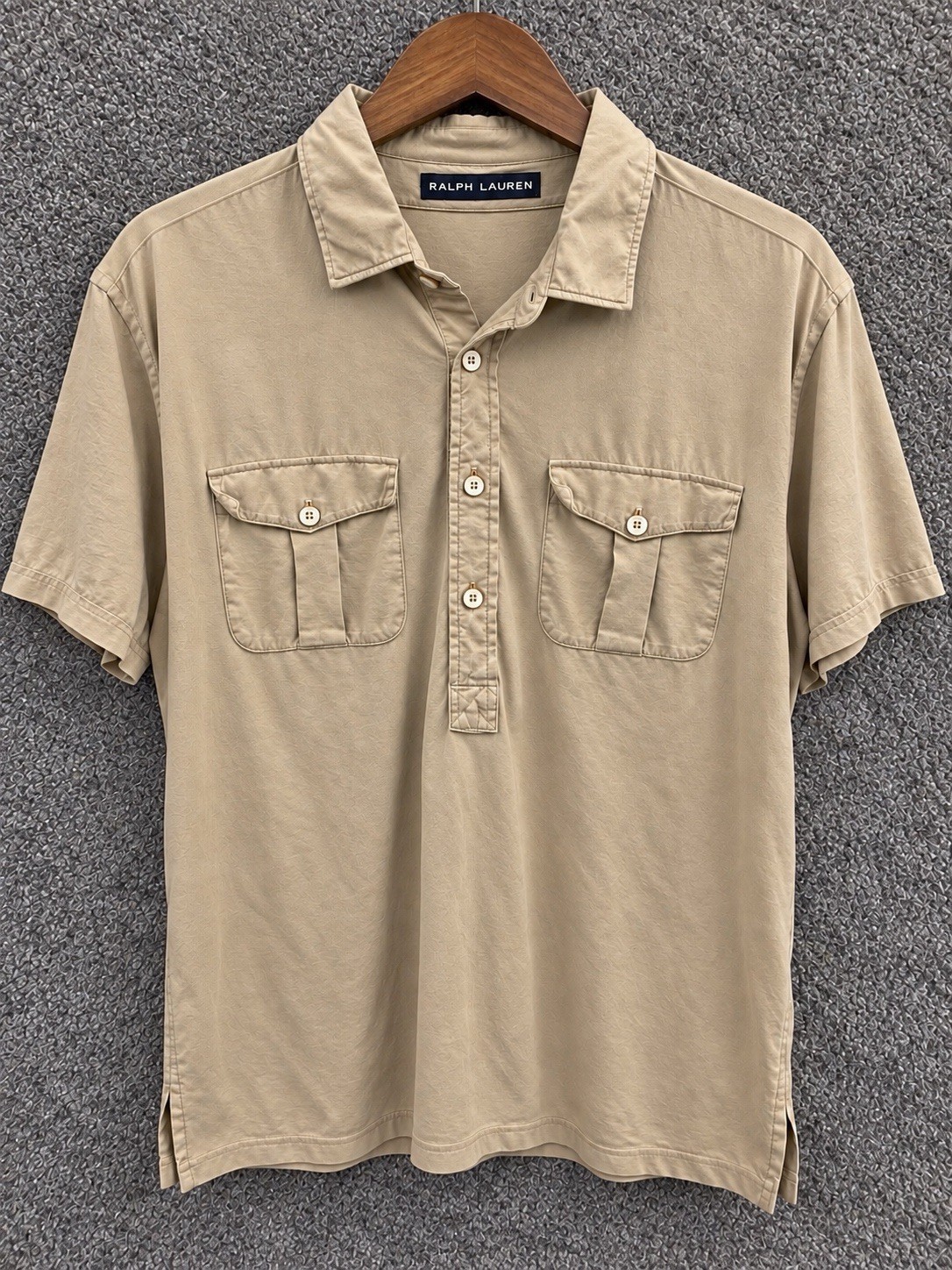 RARE Vintage Polo Ralph Lauren Polo Shirt Mens L Rugby Double Flap Pockets USA