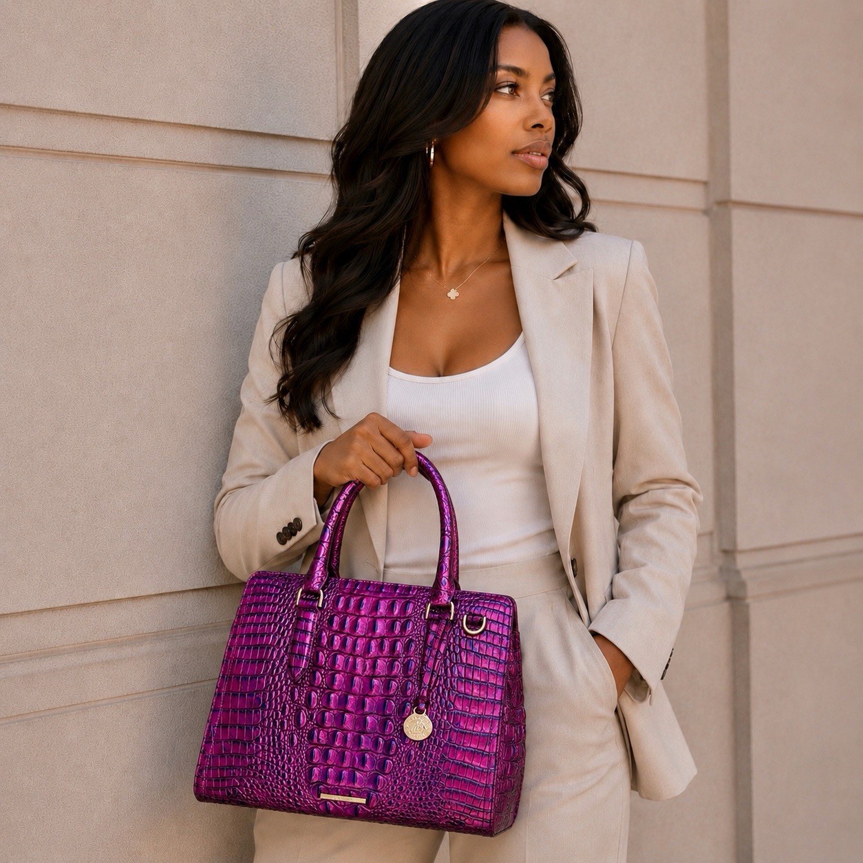 Brahmin Small Finley Satchel Voltage Violet Melbourne Leather Brahmin Small Finley Satchel Voltage Violet Melbourne Leather