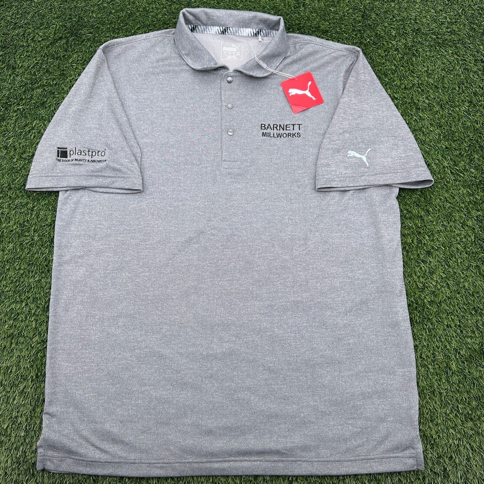NWT Puma Golf Shirt Men Large Gray Short Sleeve Performance Stretch Golf