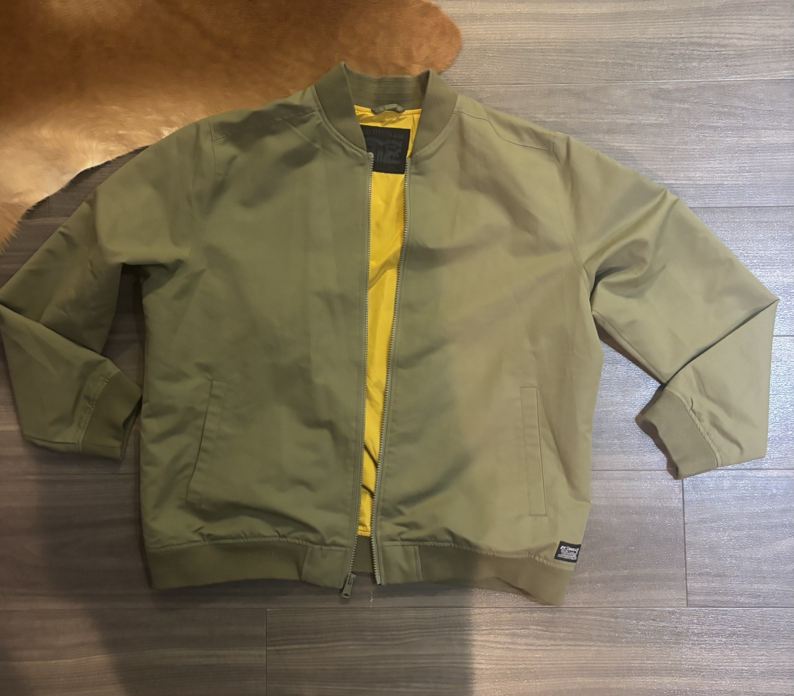 Levi’s  Olive Bomber Jacket with Floral Accents and Painted Art Men\'s 42. 