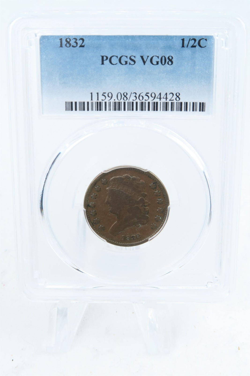 1832-P PCGS VG08BN Classic Head Half Cent Business Strike