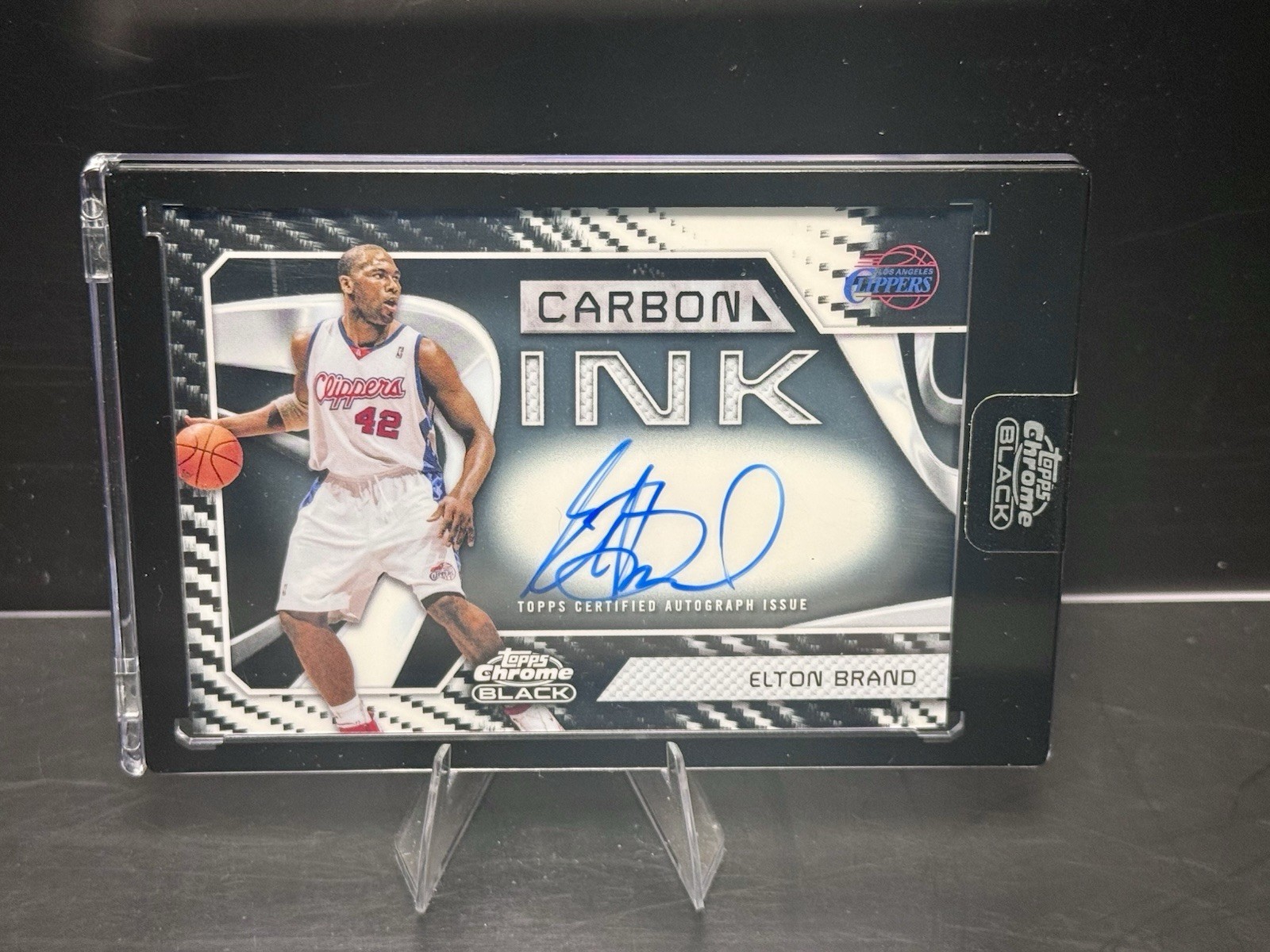 Elton Brand 2025 26 Topps Chrome Black Carbon Ink Encased On Card Auto Clippers