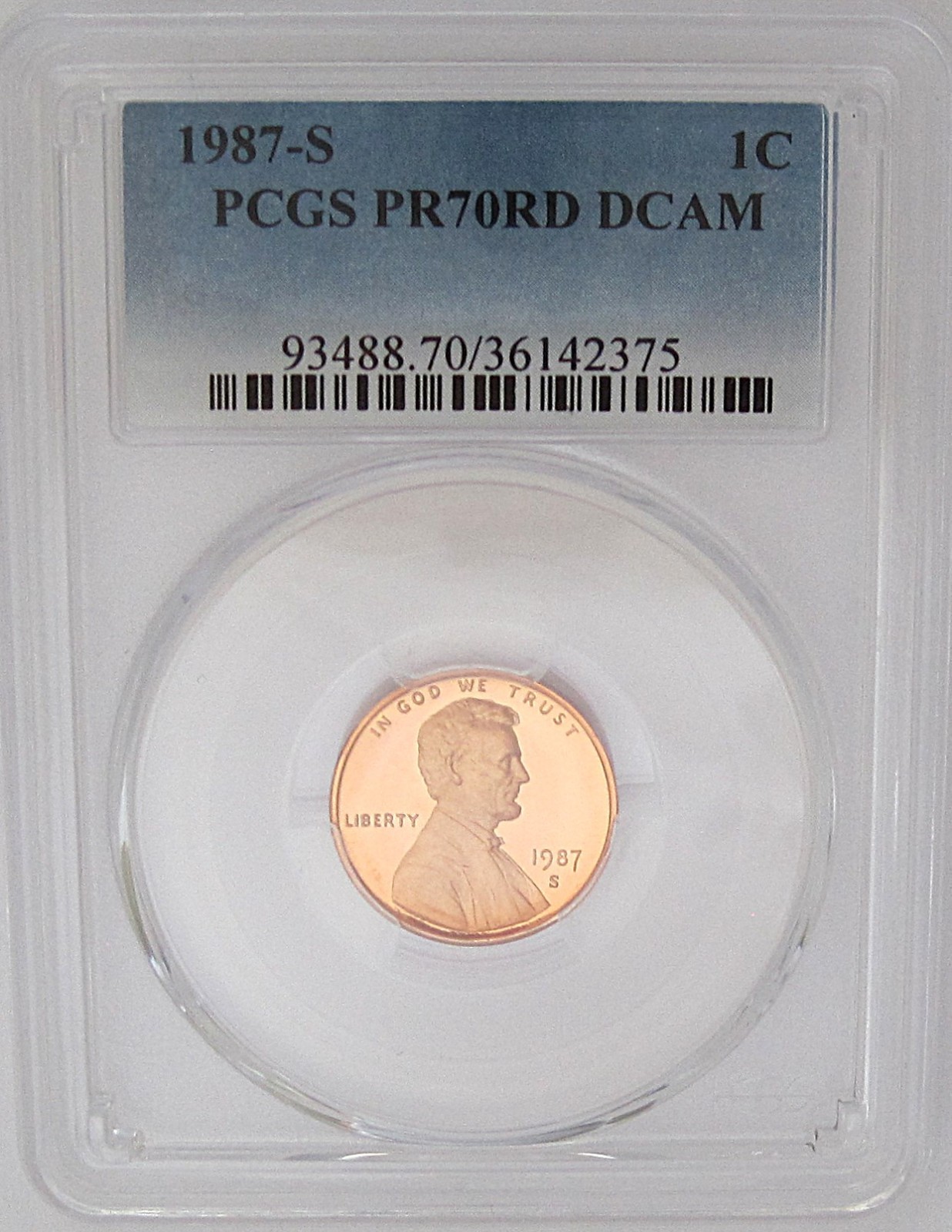 1987-S Lincoln Memorial Cent PCGS PR70 RD DEEP CAMEO = HOT PROOF & TOP GRADE