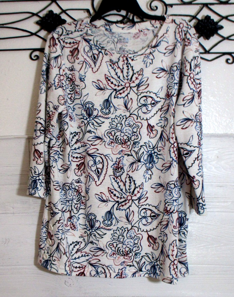 Croft & Barrow Knit Tunic Top Women\'s Size L Long Sleeve Multicolor Floral