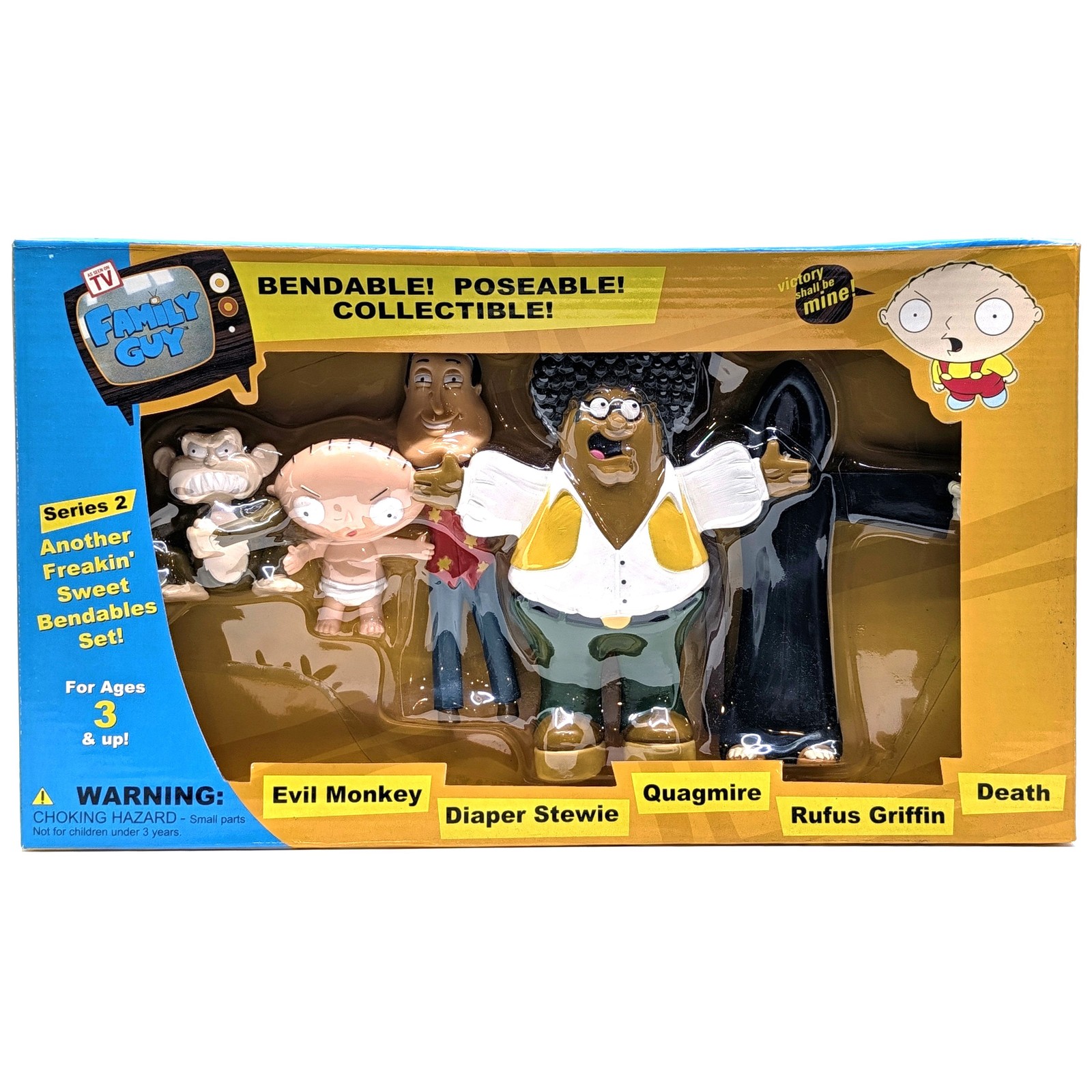 Family Guy Series 2 Bendable Figures Monkey,Stewie,Quagmire,Rufus,Death - NEW