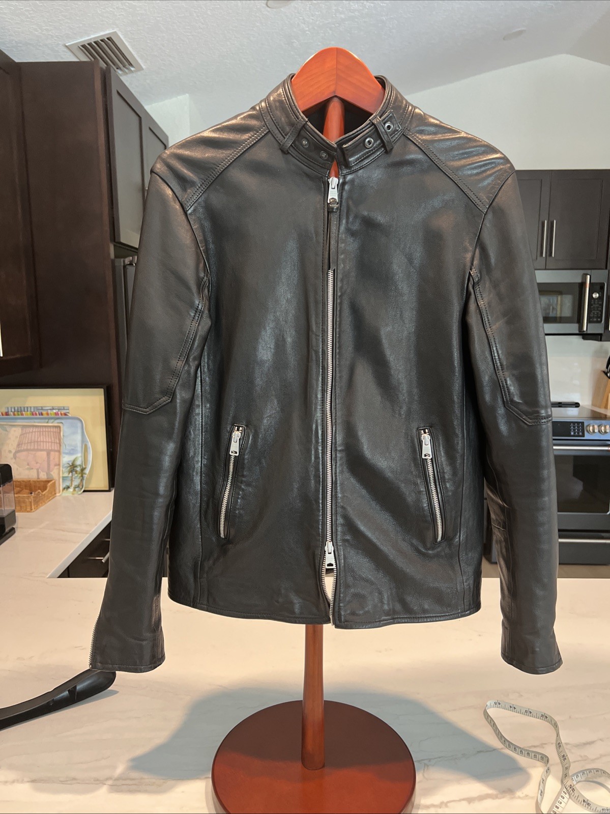AllSaints Men\'s Black Leather Biker Jacket CORA Medium Excellent Condition 🥲 AllSaints Men\'s Black Leather Biker Jacket CORA Medium Excellent Condition 🥲