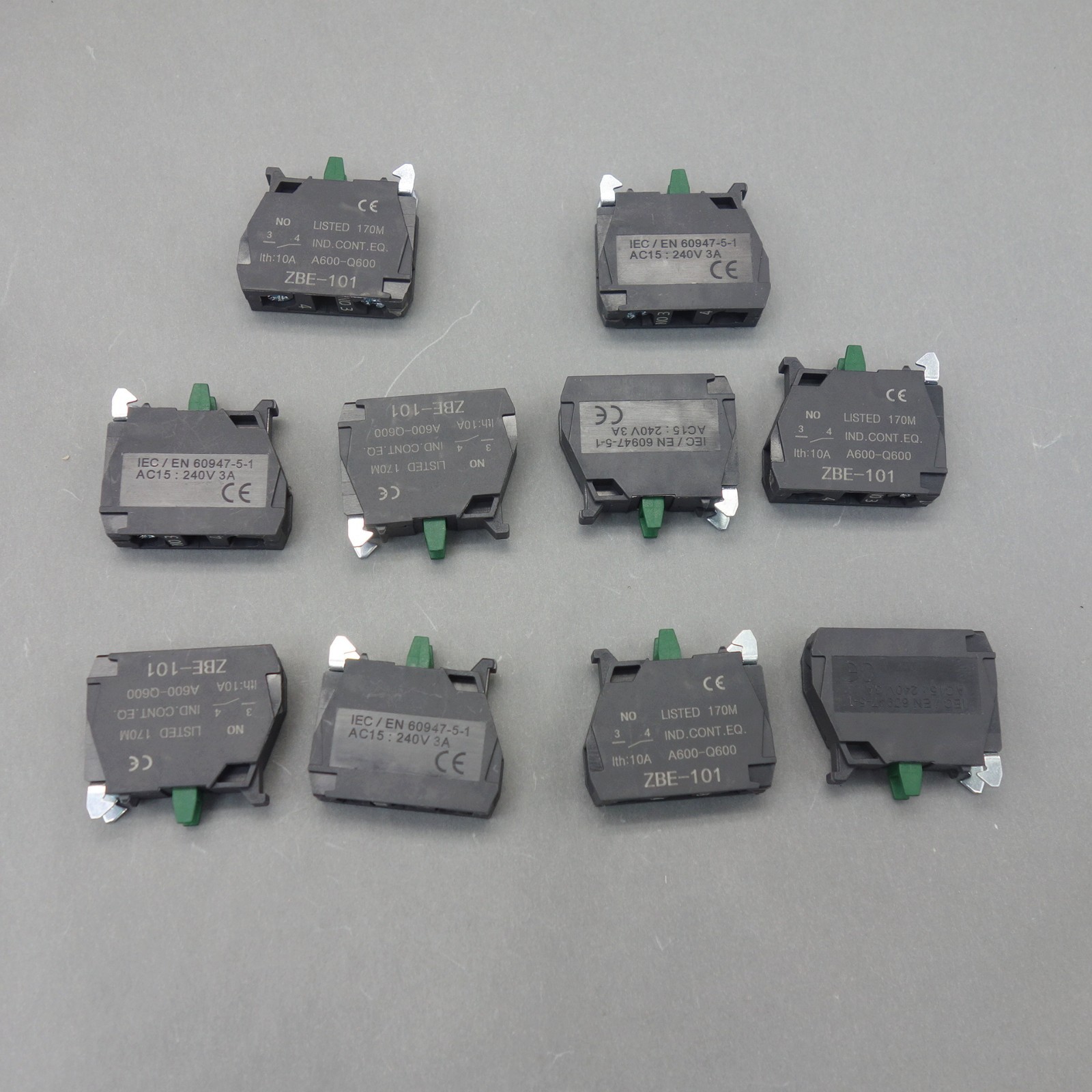 10PCS ZBE-101 NO Normal Open CONTACT BLOCK Green FITS XB4 XB5 Products ZBE101