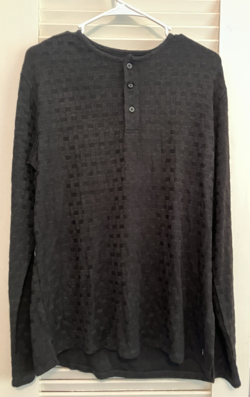 NWT M)  MENS\' CIVIL SOCIETY Black WEFT Patterned Henley SOFT Pullover SHIRT