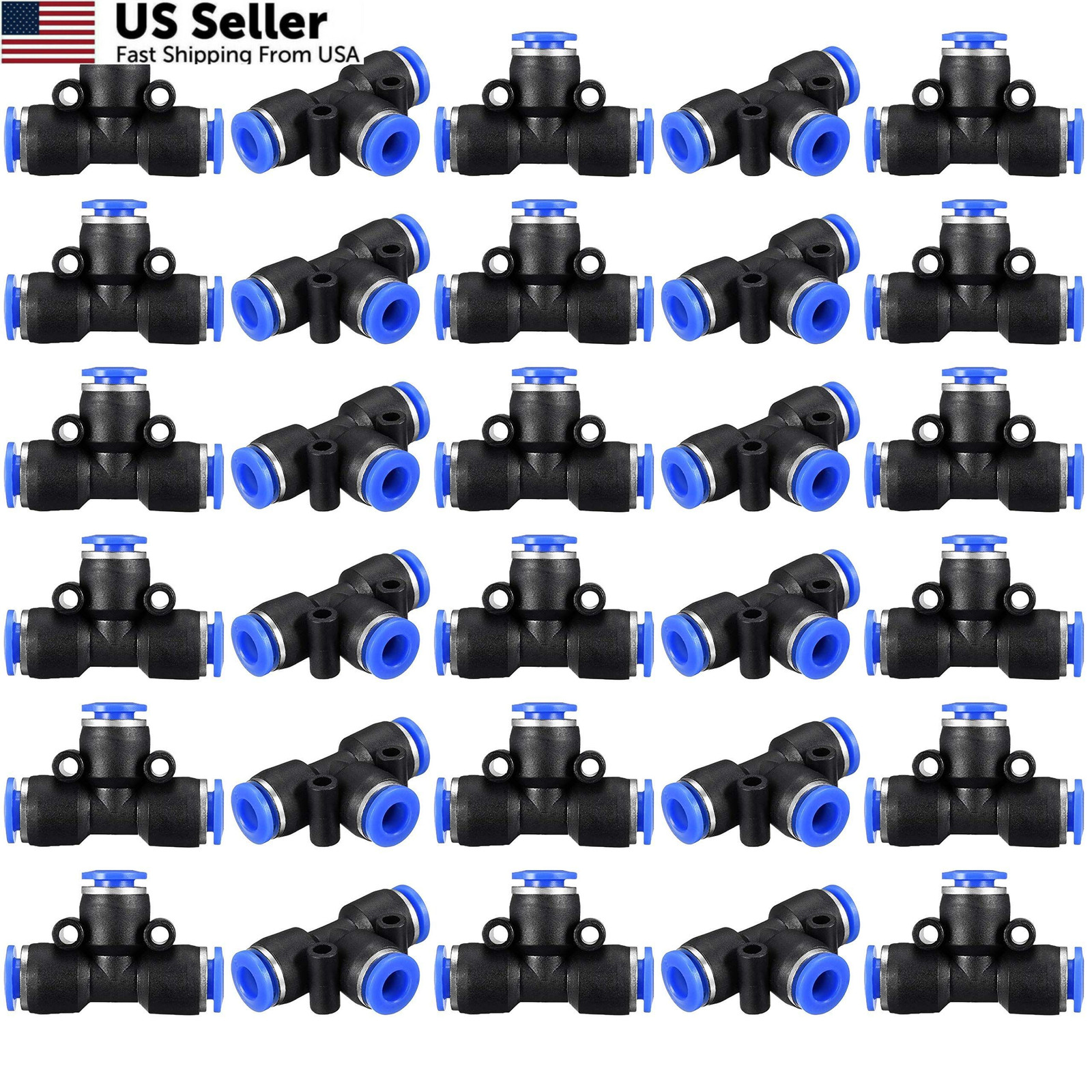 30Pcs NACX 6mm 1/4 Push to Connect Fitting Tee Shaped Pneumatic Air From USA 
