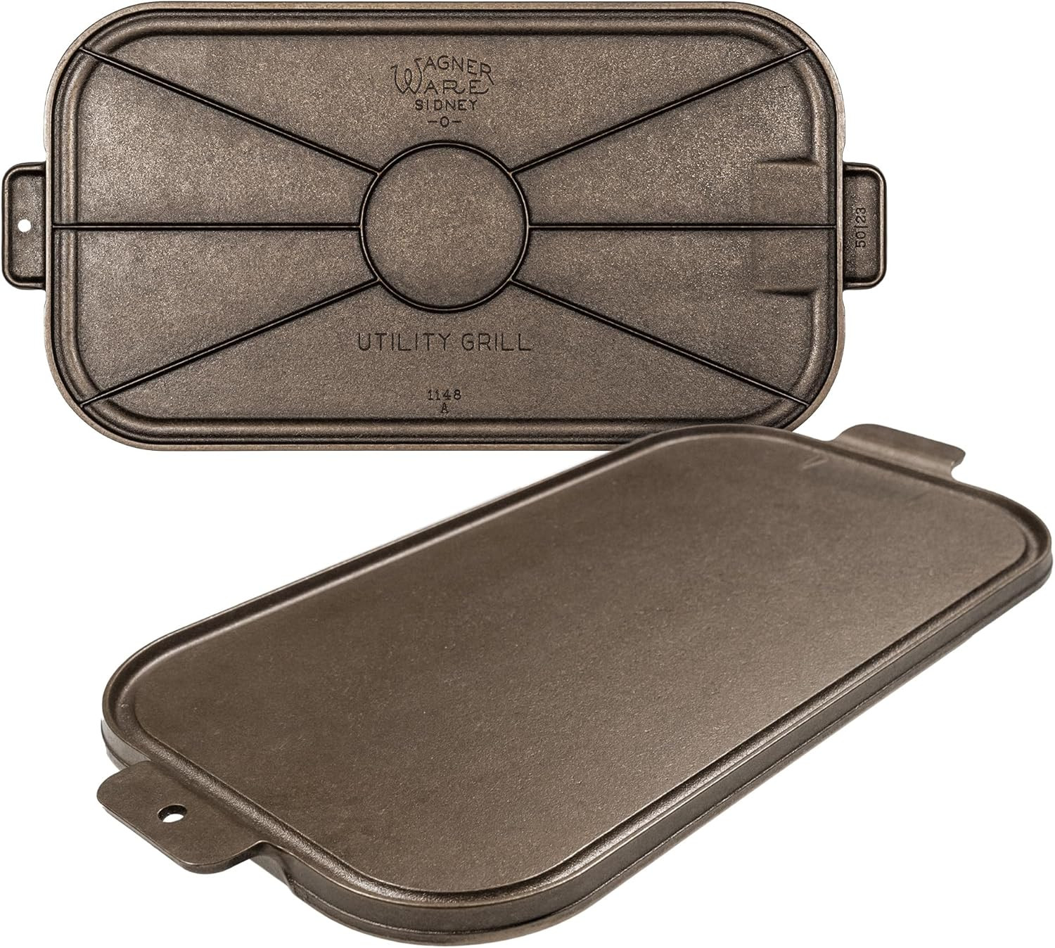 Vintage Cast Iron Griddle - Pre-Seasoned, Double Burner, Handcrafted in USA