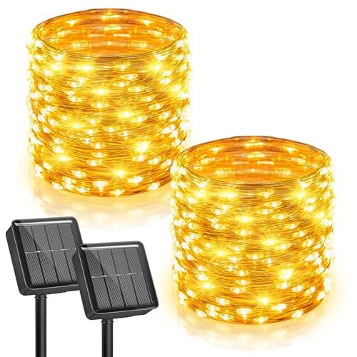 Minetom Solar Fairy Lights, 2 Pack Total 66 FT 200 LED Solar String Lights