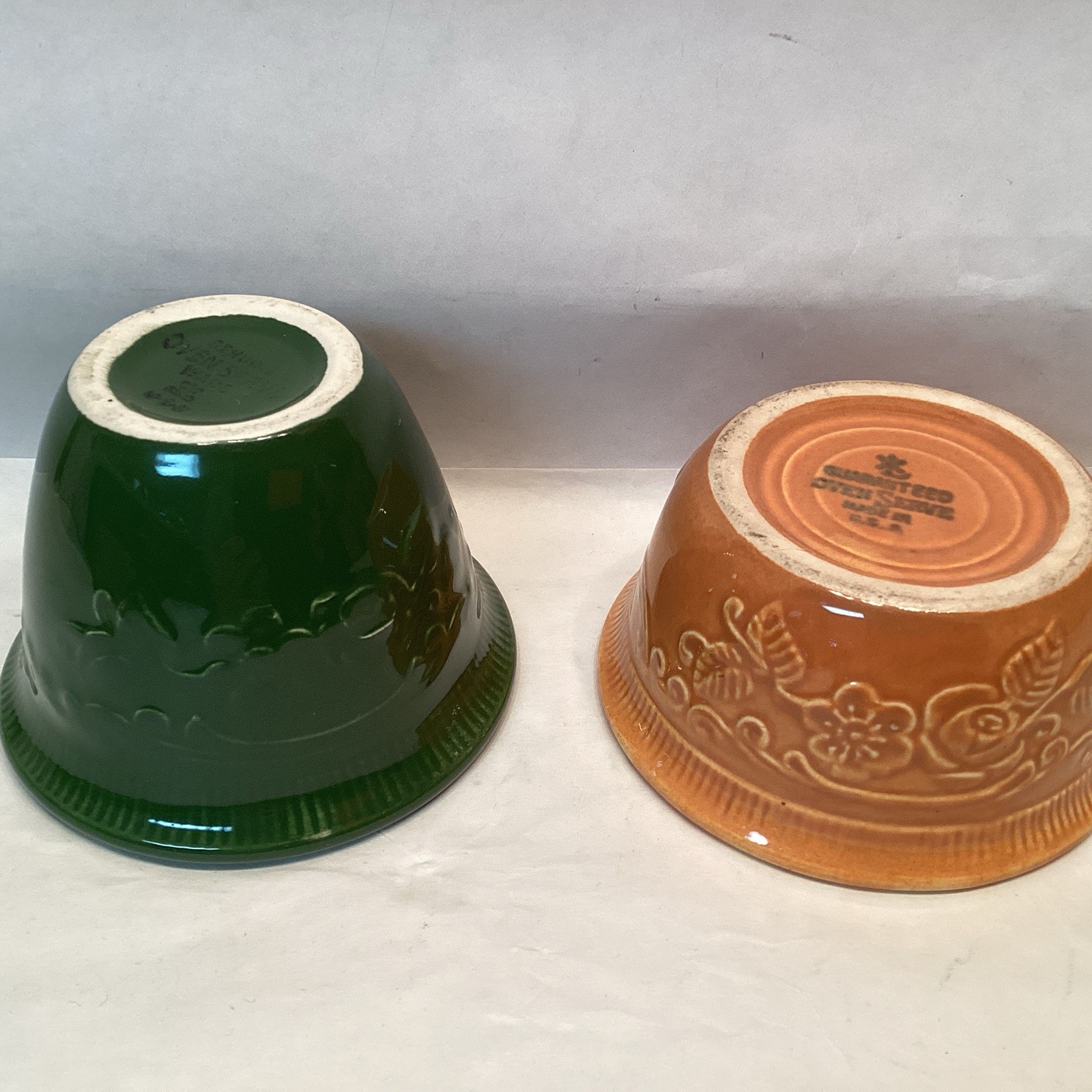 Vintage Homer Laughlin Custard Cups Oven Safe Ramekin Green Orange Vintage Homer Laughlin Custard Cups Oven Safe Ramekin Green Orange