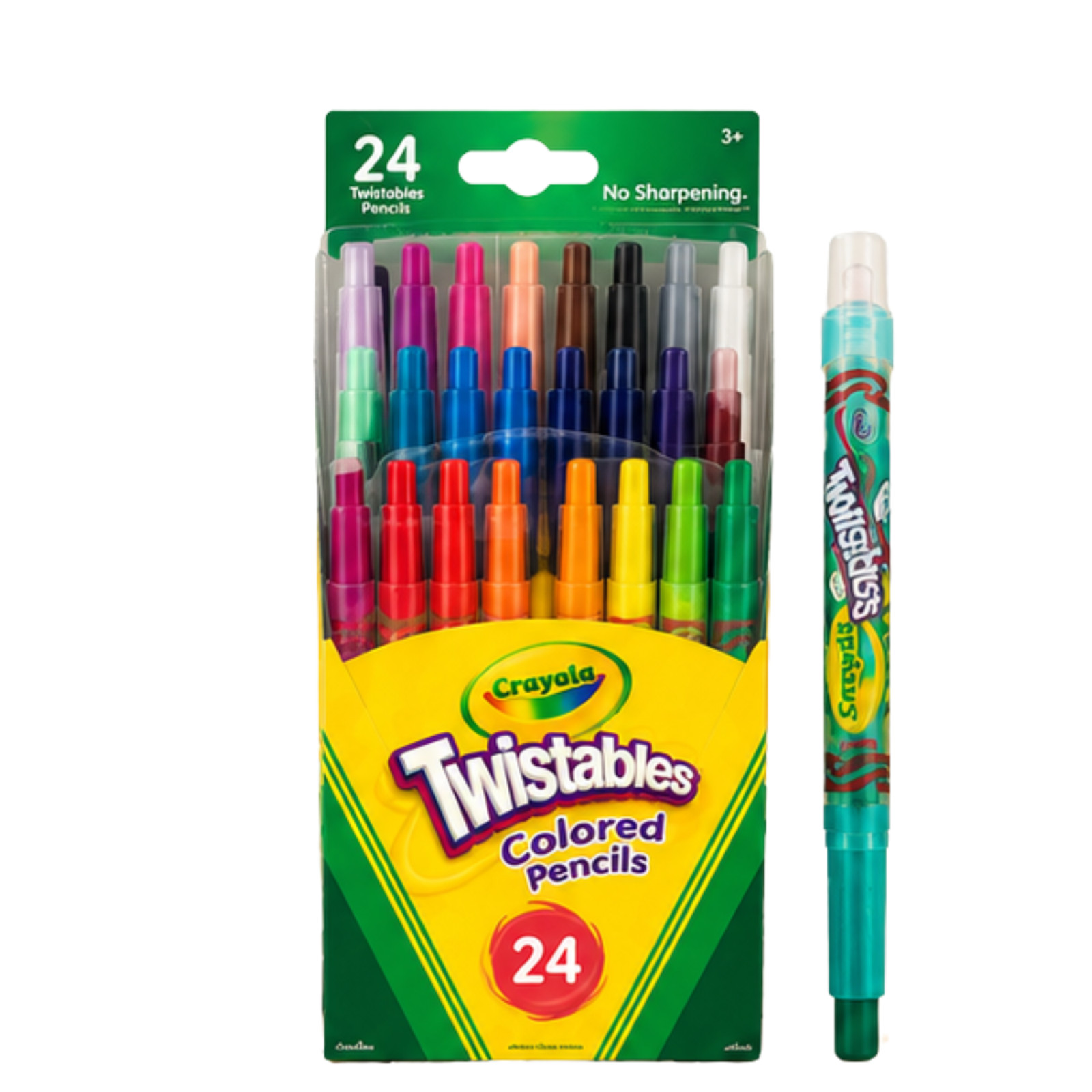 Crayola Twistables Colored Pencils 24 Count No Sharpening Multicolor New